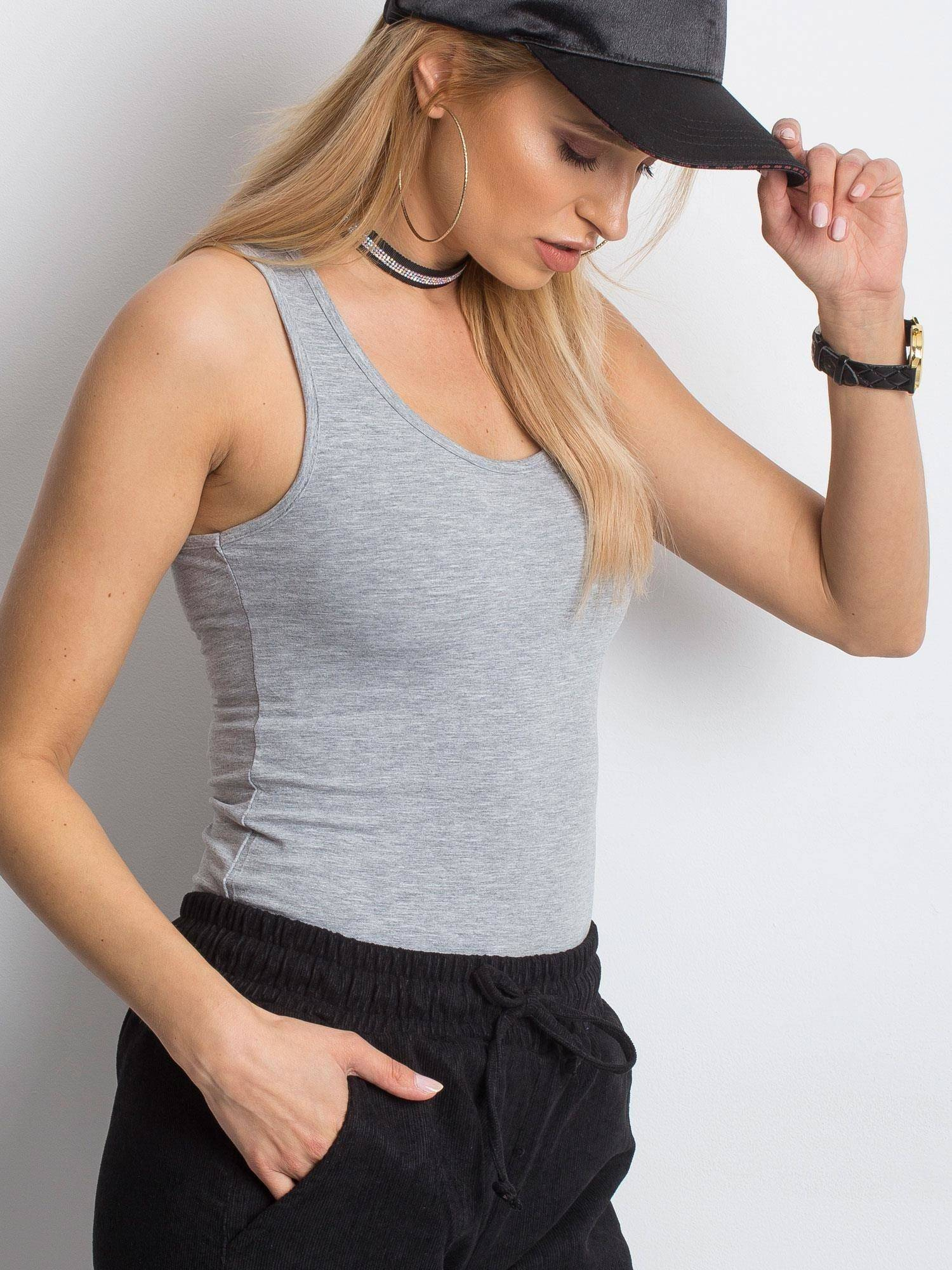 Blouse basic boxer shorts melange light gray