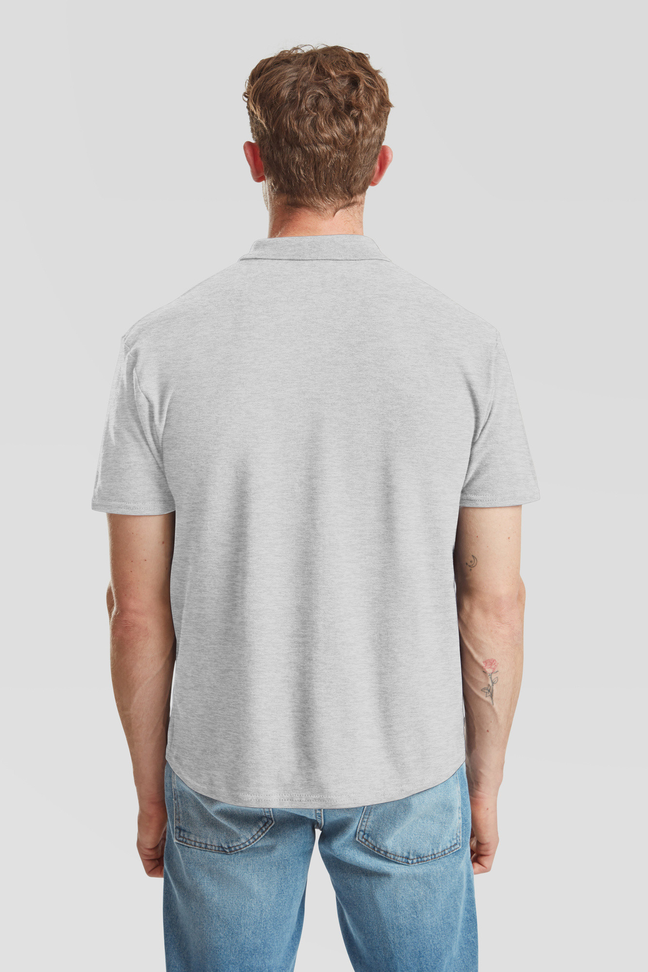 Light Grey Men's Polo Shirt Original Polo Friut of the Loom