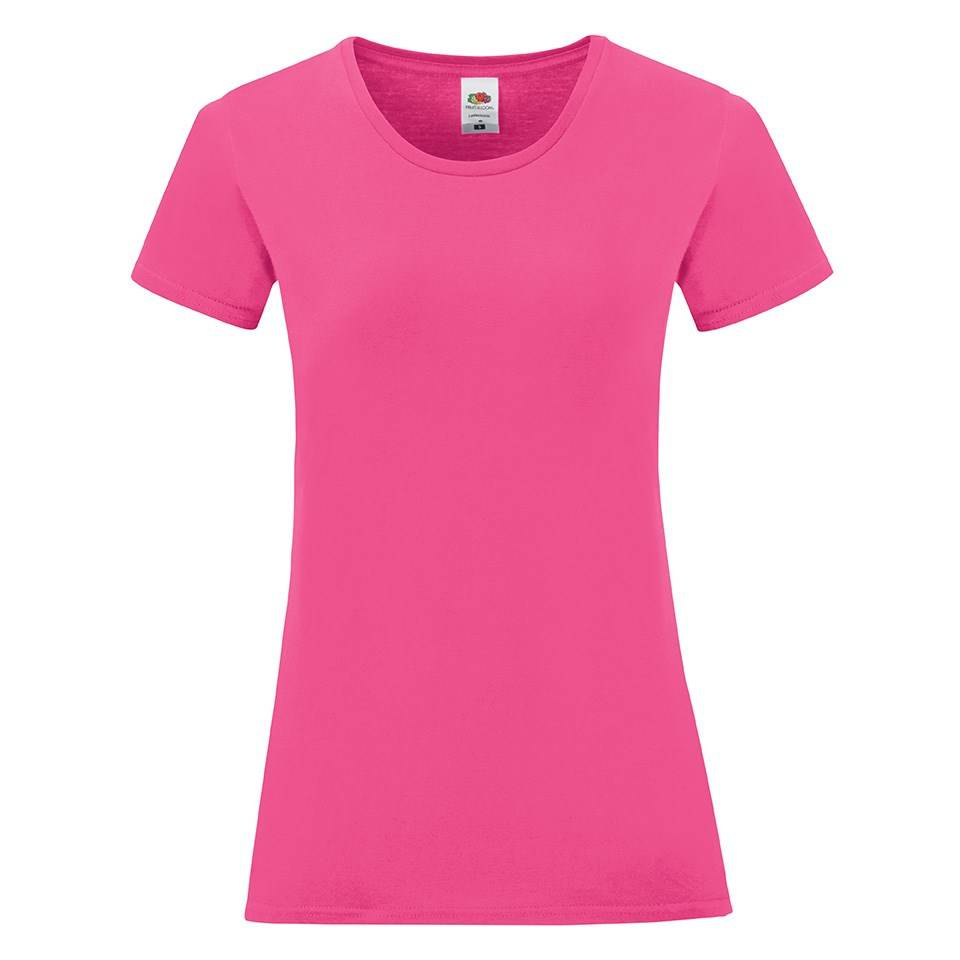Pink Iconic women's t-shirt in combed cotton Fruit of the Loom