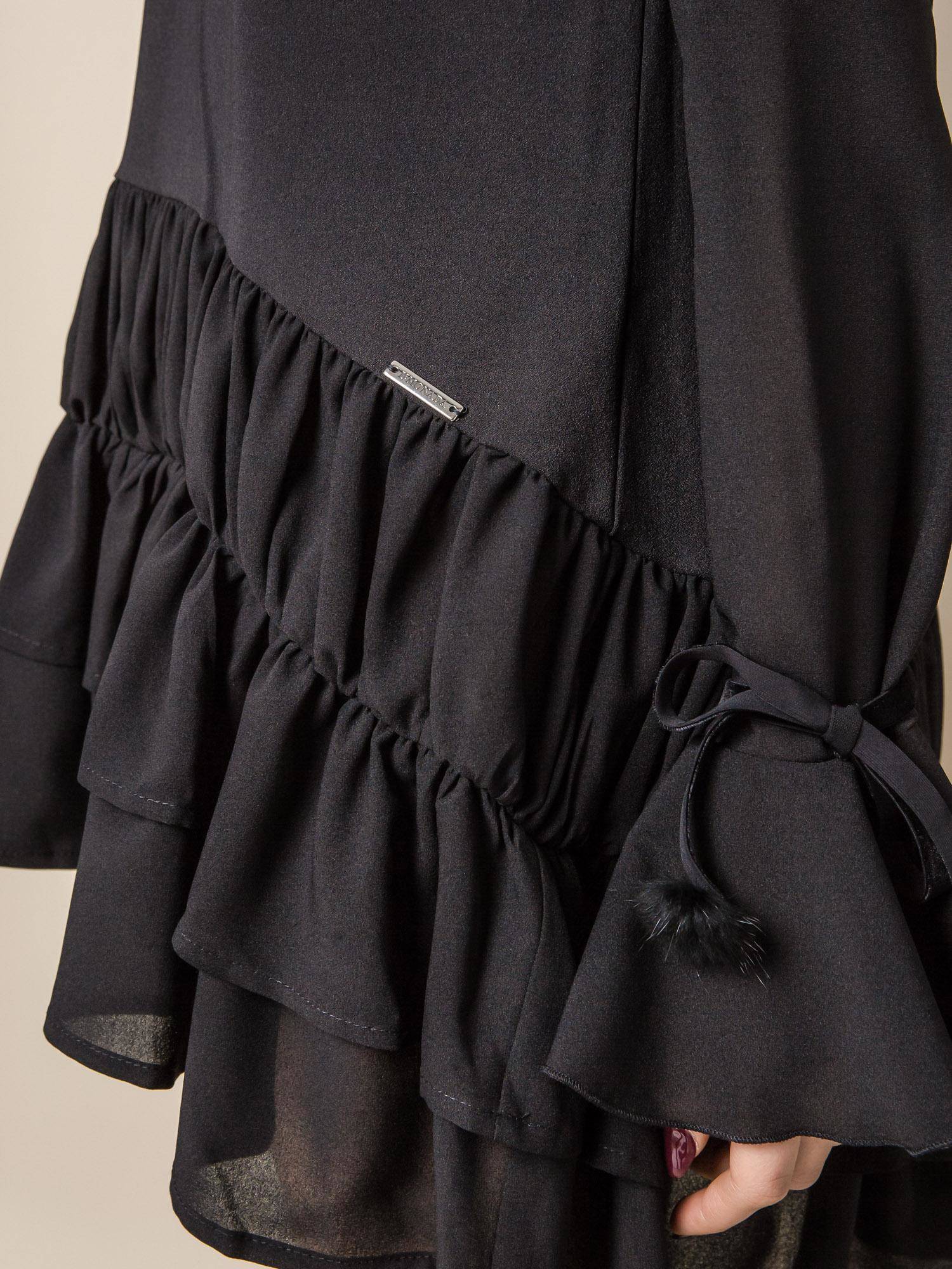 LEMONADE DRESS WITH VELVET RIBBONS AT THE SLEEVES BLACK