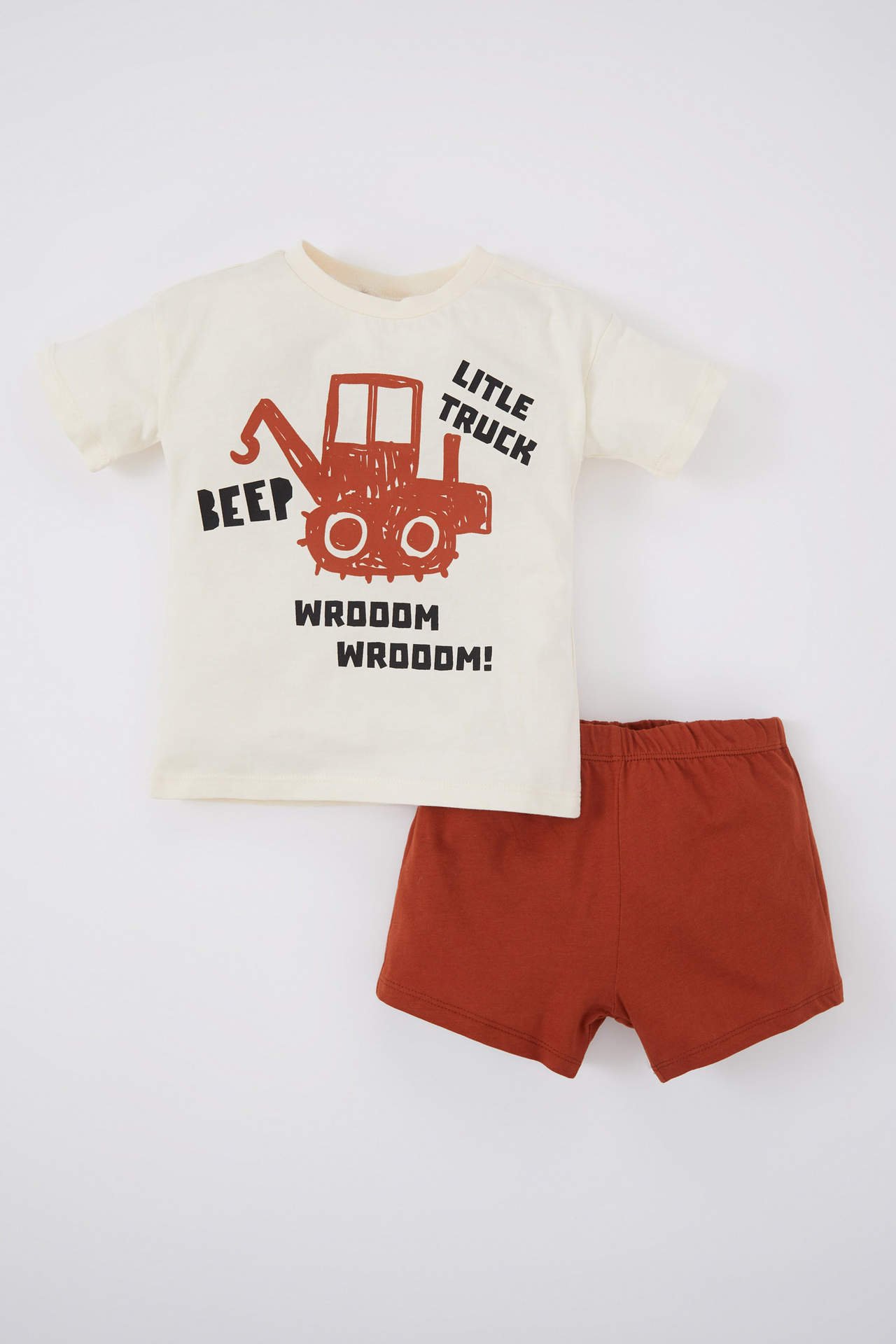 DEFACTO Baby Boy Printed Short Sleeve T-Shirt Shorts 2-Pack Set