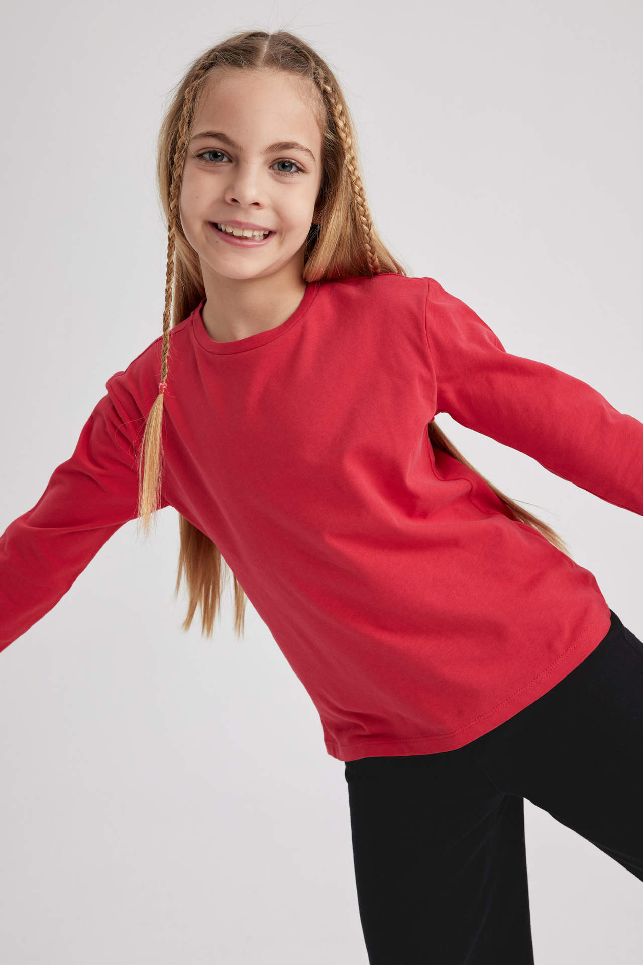 Levně DEFACTO Girl Children's Day Regular Fit Crew Neck Long Sleeved T-Shirt