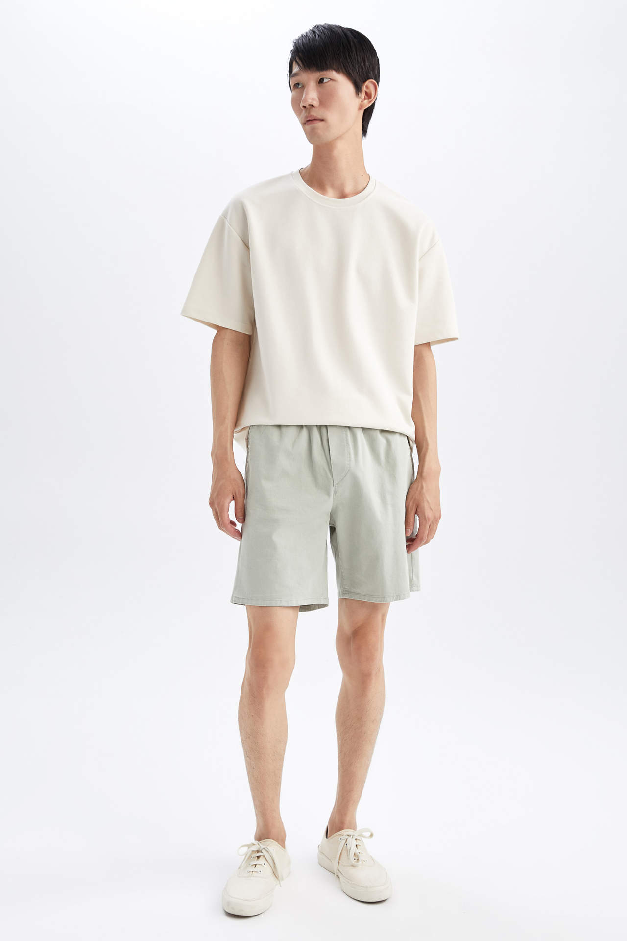 DEFACTO Regular Fit Elastic Waist Cotton Bermuda Shorts