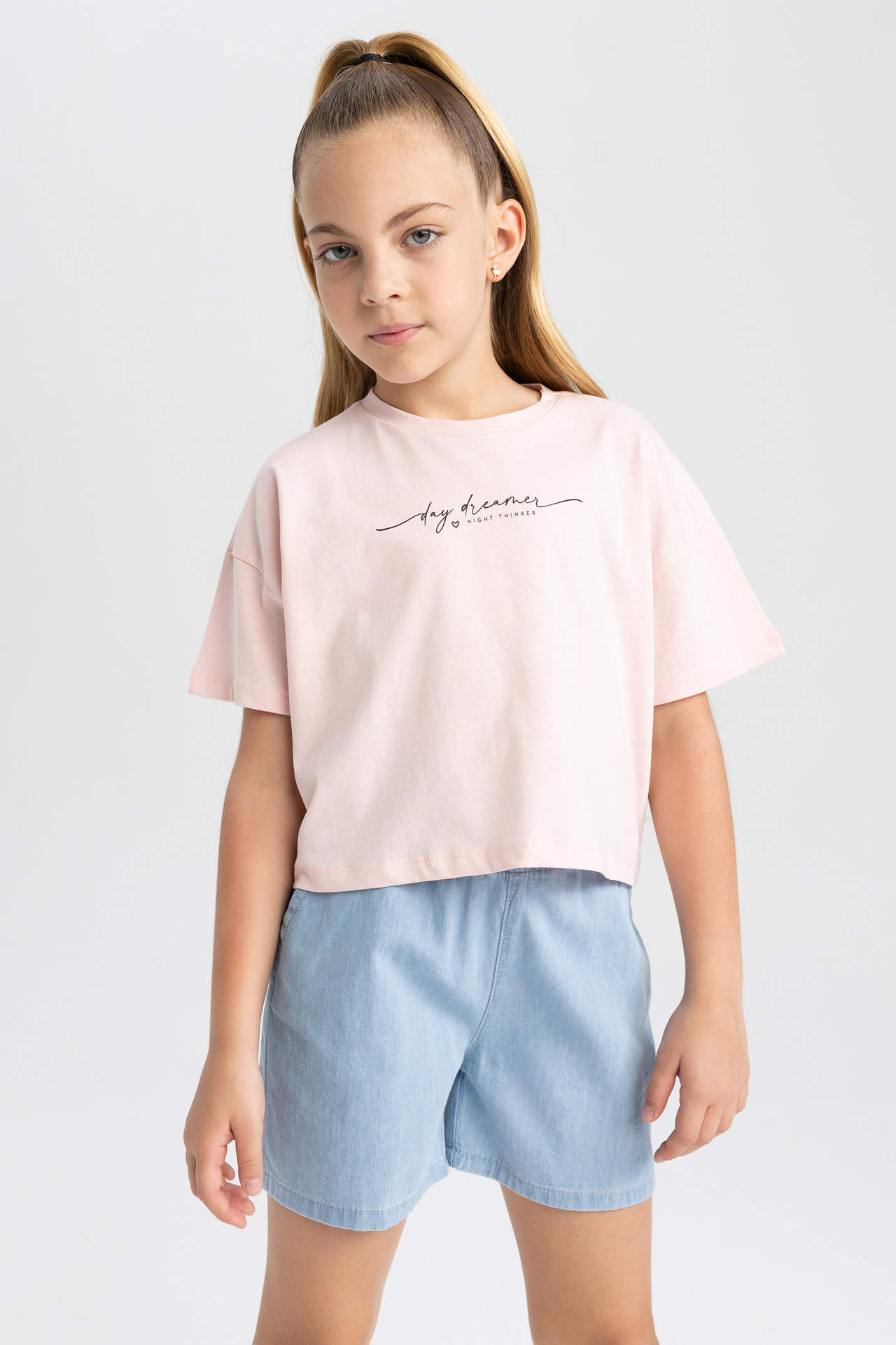 DEFACTO Girl Crop Short Sleeve T-Shirt
