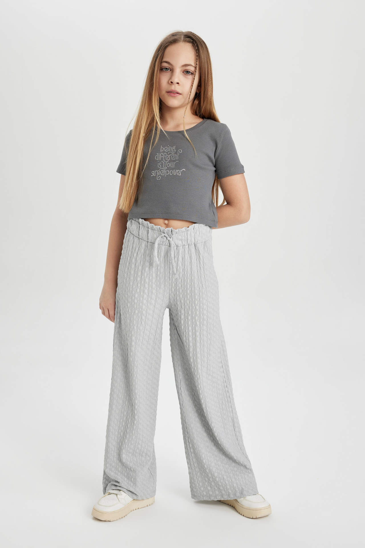 DEFACTO Girl Printed Short Sleeve T-Shirt Trousers 2 Piece Set