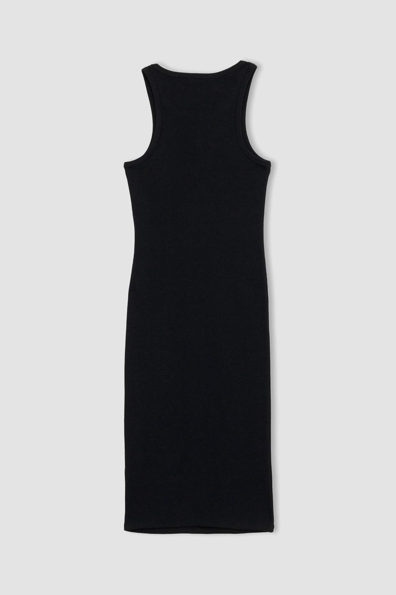 DEFACTO Bodycon Basic Halter Neck Cotton Midi Dress