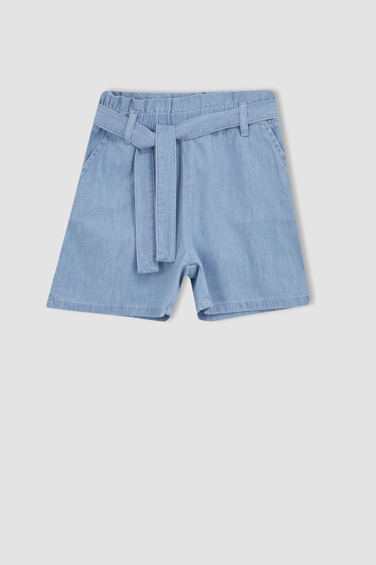 Levně DEFACTO Girl Paperbag Elastic Waist Belted Jean Shorts