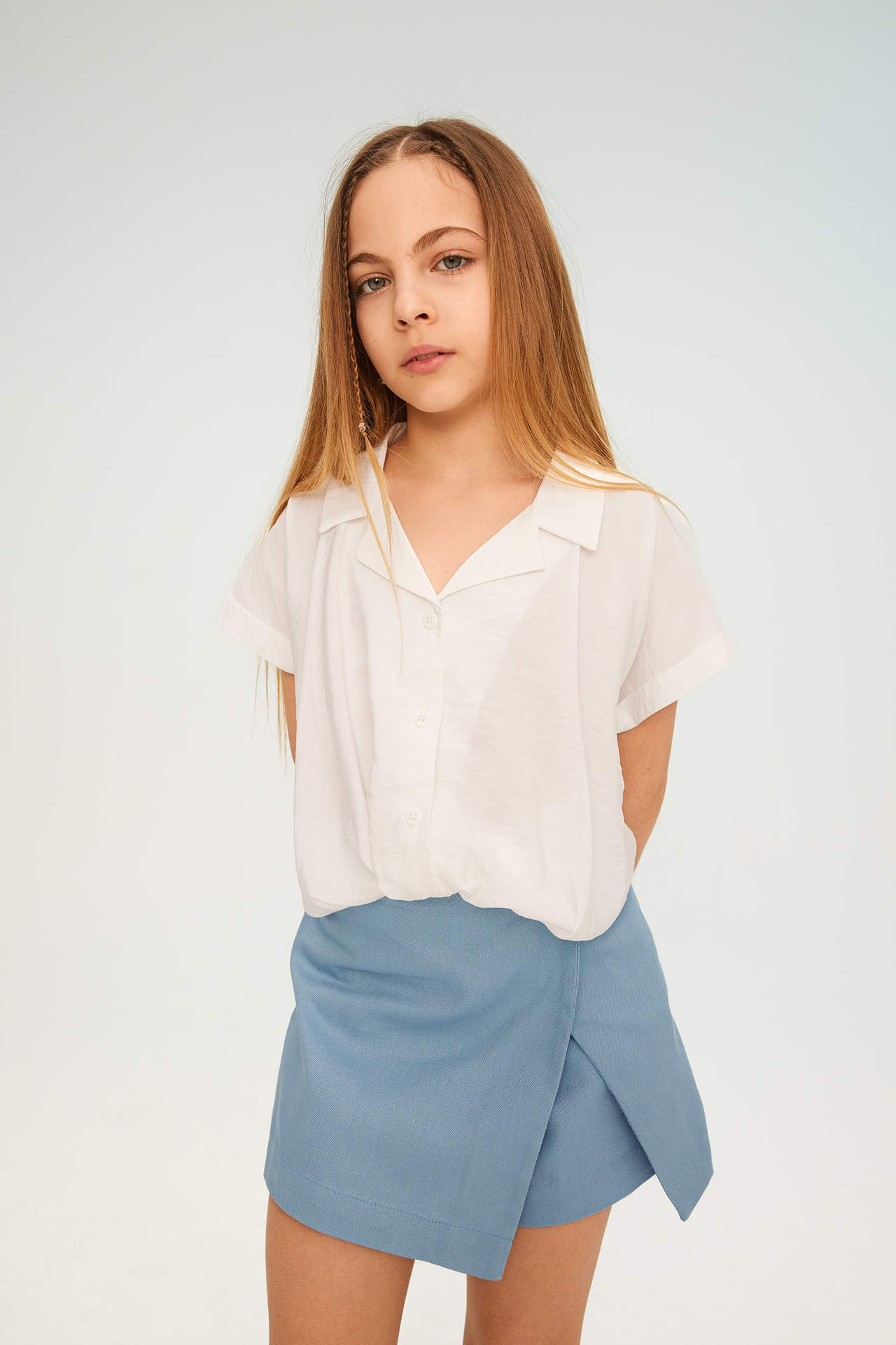 Levně DEFACTO Girl Short Sleeve Crop Shirt