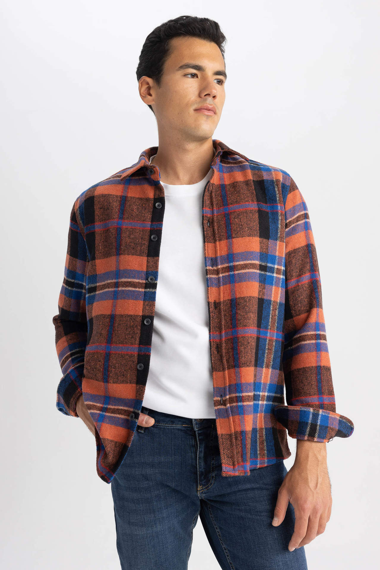 DEFACTO Regular Fit Woodcutter Plaid Long Sleeve Shirt