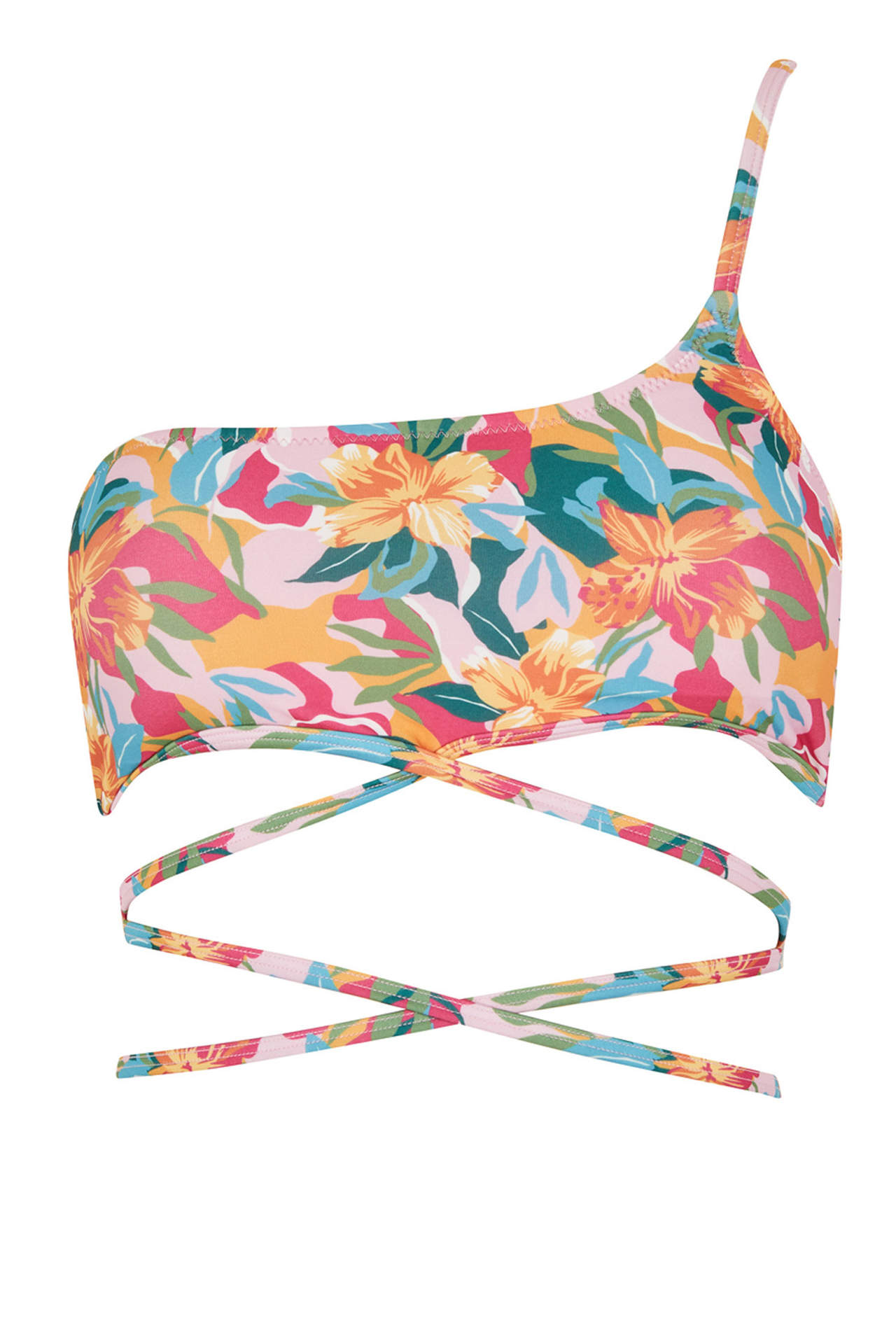 DEFACTO Regular Fit One Shoulder Floral Print Bikini Top