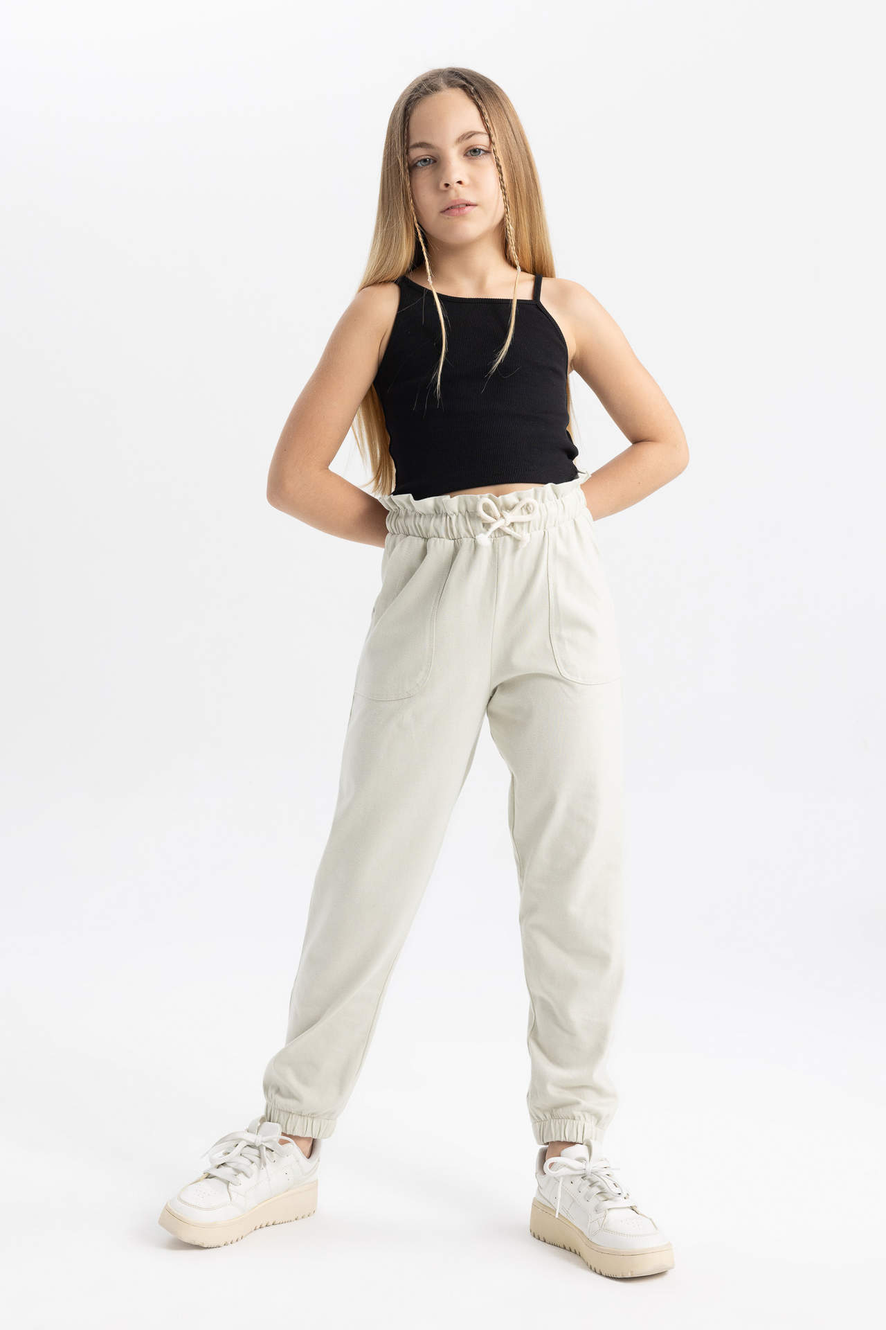 Levně DEFACTO Girl Jogger Combed Cotton Trousers