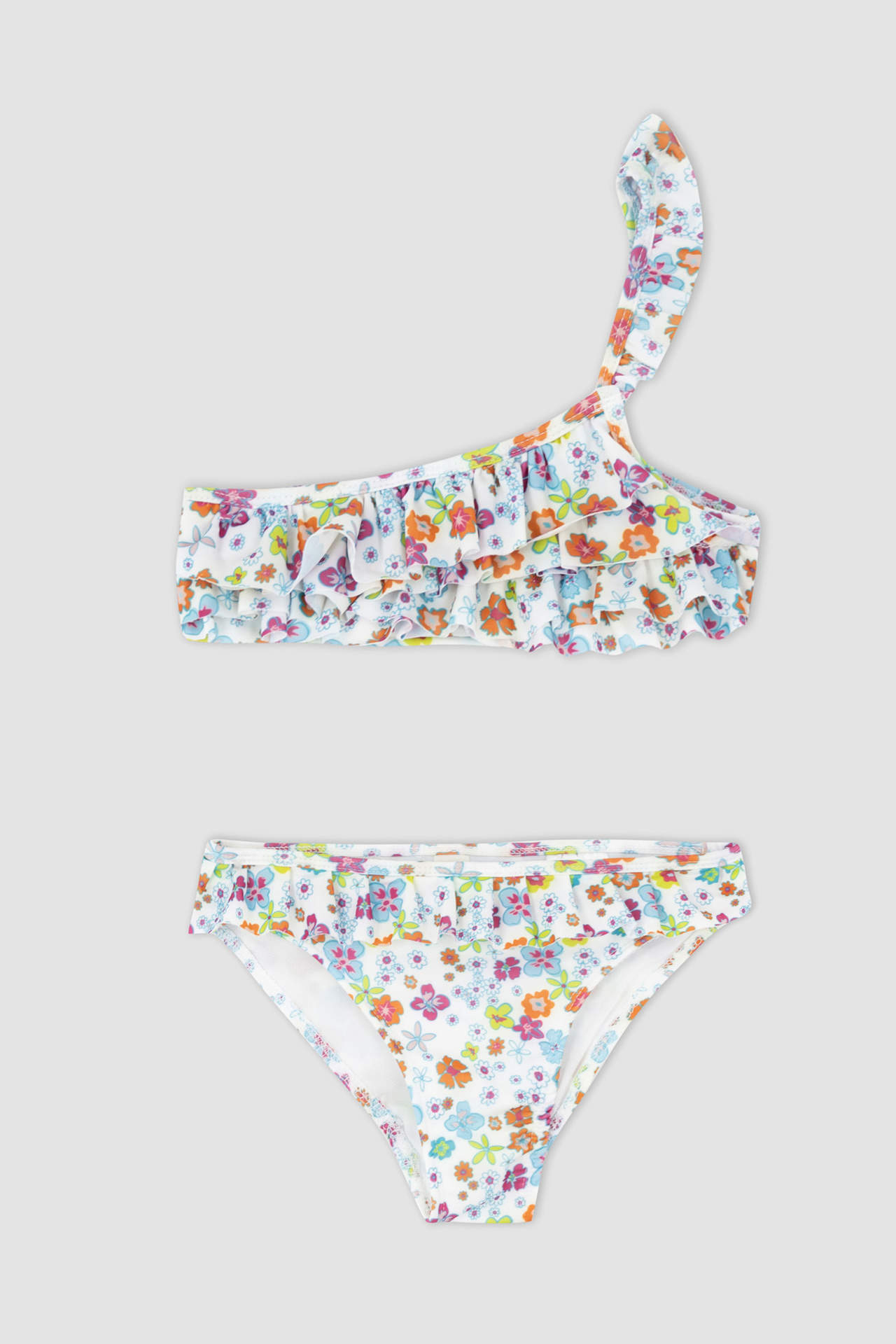 Defacto Girl Patterned One-Shoulder Bikini Set-image