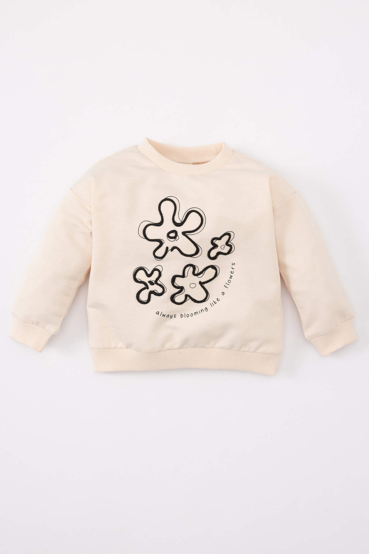 DEFACTO Baby Girl Crew Neck Floral Printed Sweatshirt