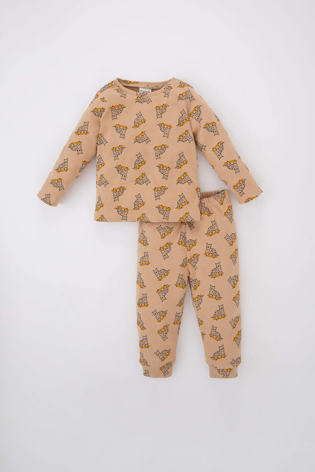 DEFACTO Baby Boy Crew Neck Animal Patterned Ribbed Camisole 2-pack Pajamas