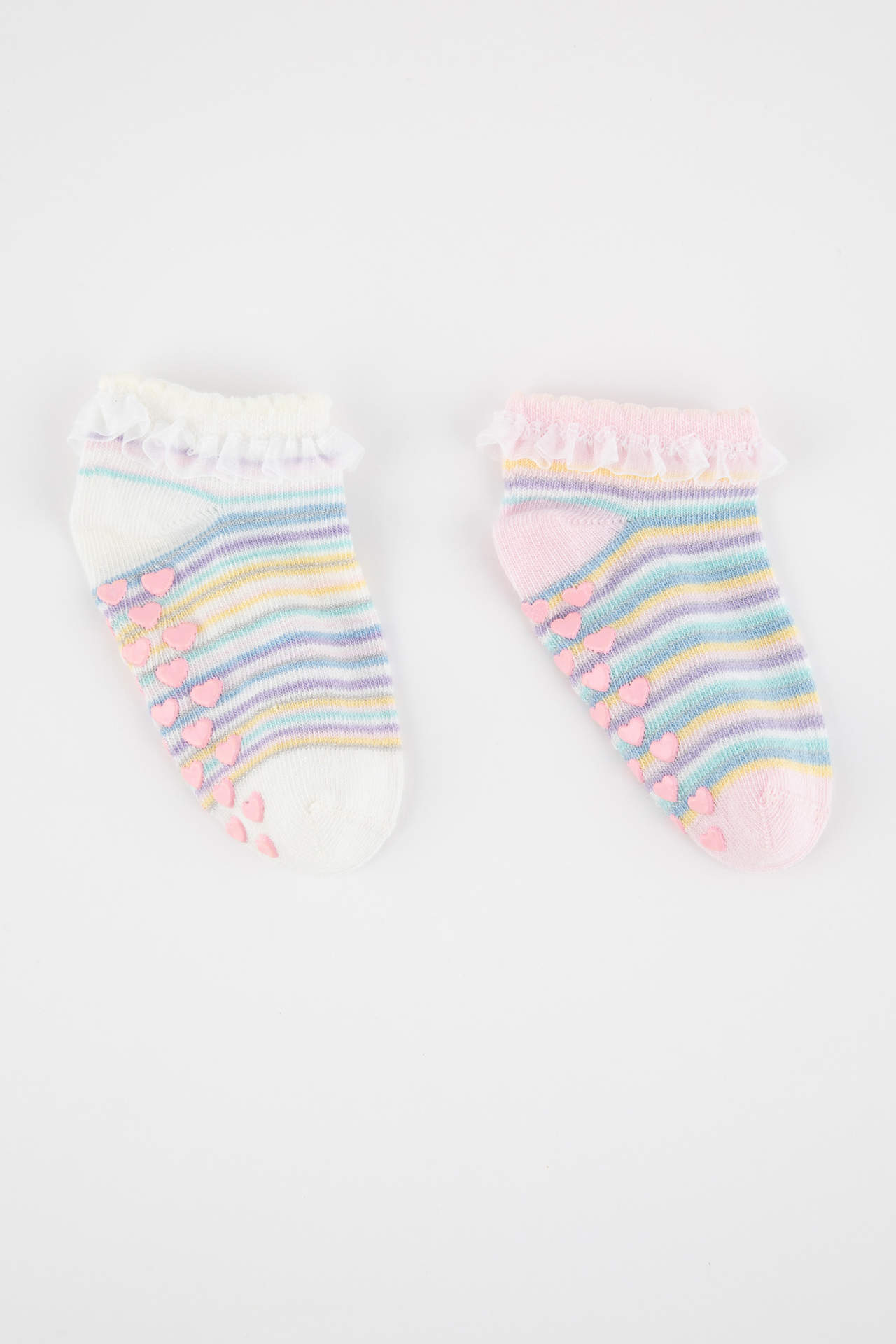 Levně DEFACTO Baby Girl 2-pack Cotton Booties Socks