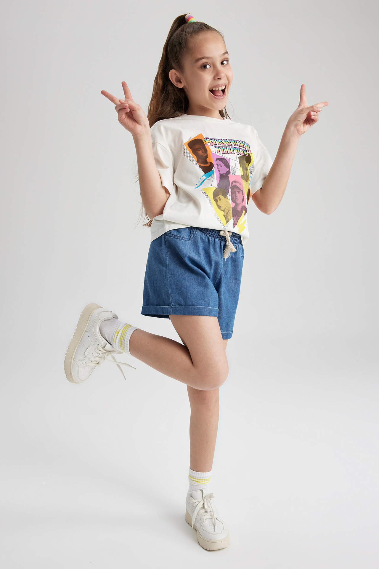 DEFACTO Girl Elastic Waisted Jean Shorts