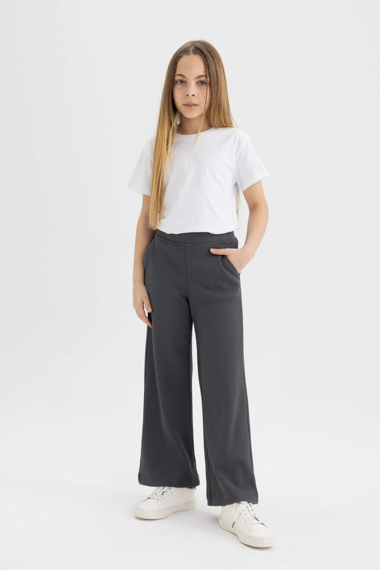 DEFACTO Girl Straight Fit Waffle Trousers