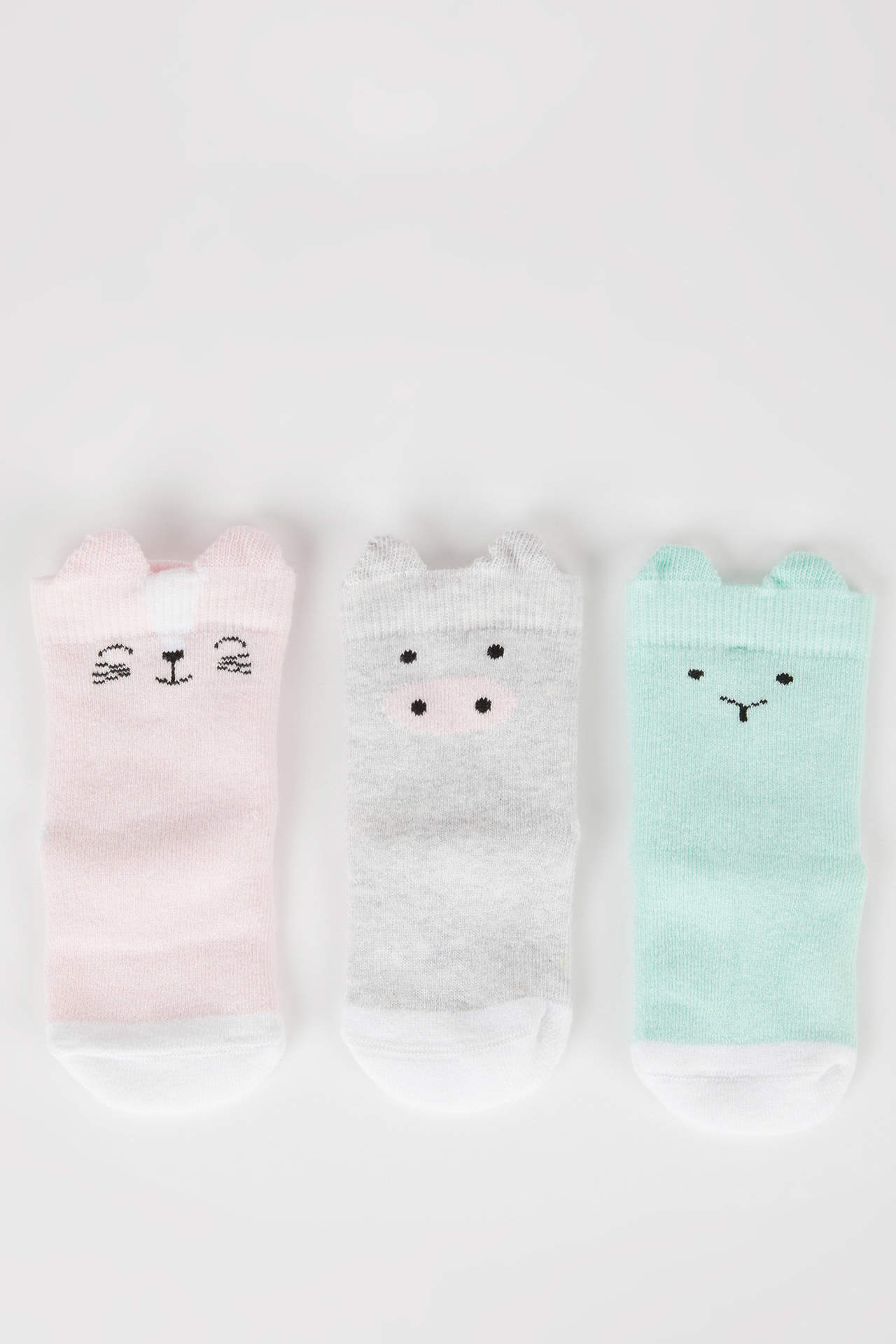 Levně DEFACTO Baby Girl 3 Piece Cotton Long Socks