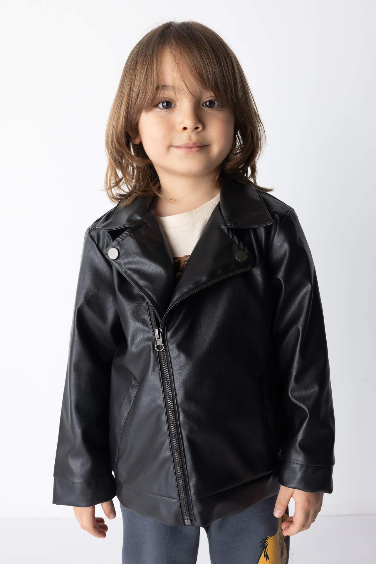 Levně DEFACTO Baby Boy Faux Leather Coat
