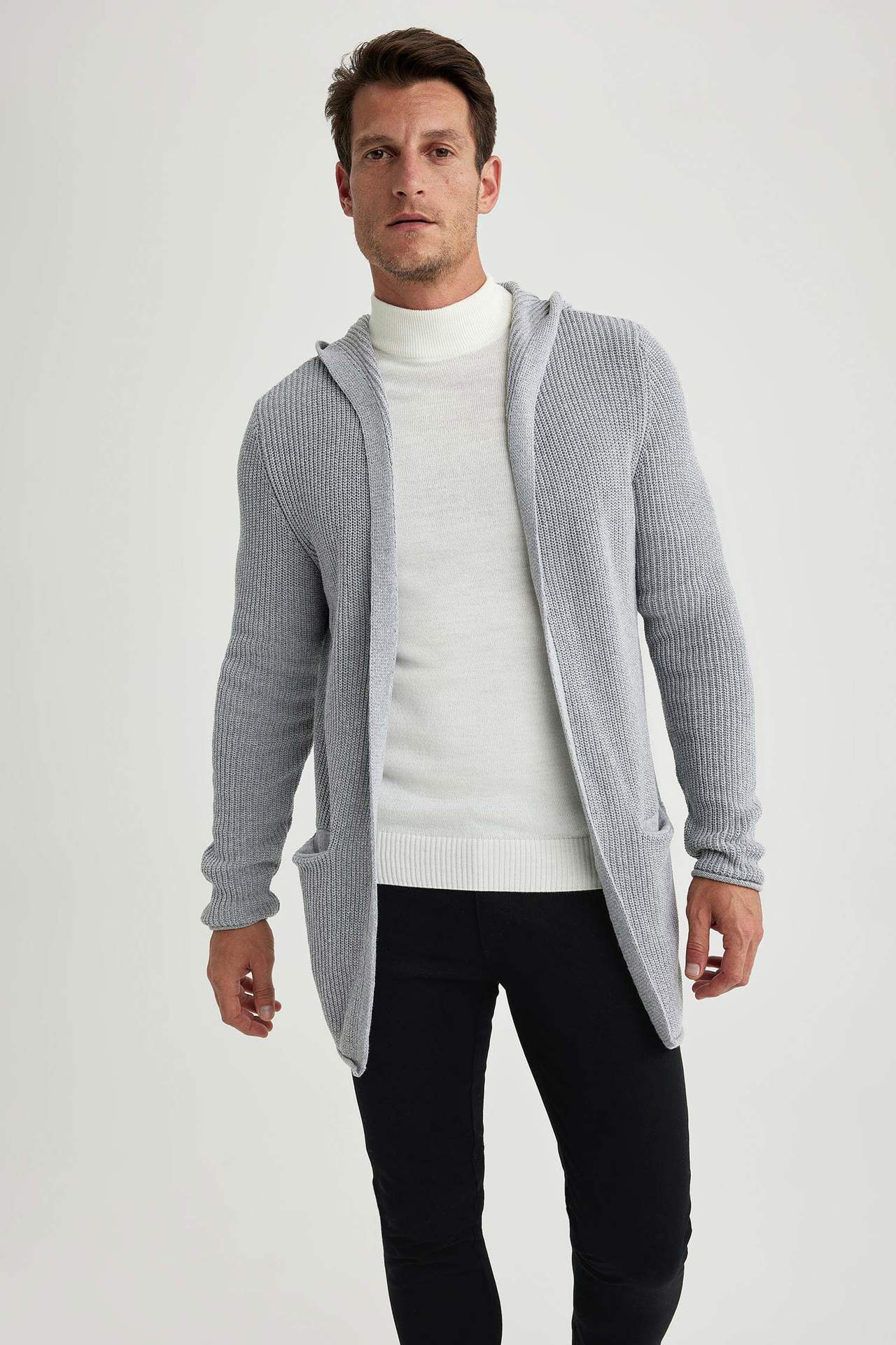 Levně DEFACTO Standard Fit Hooded Knitwear Cardigan