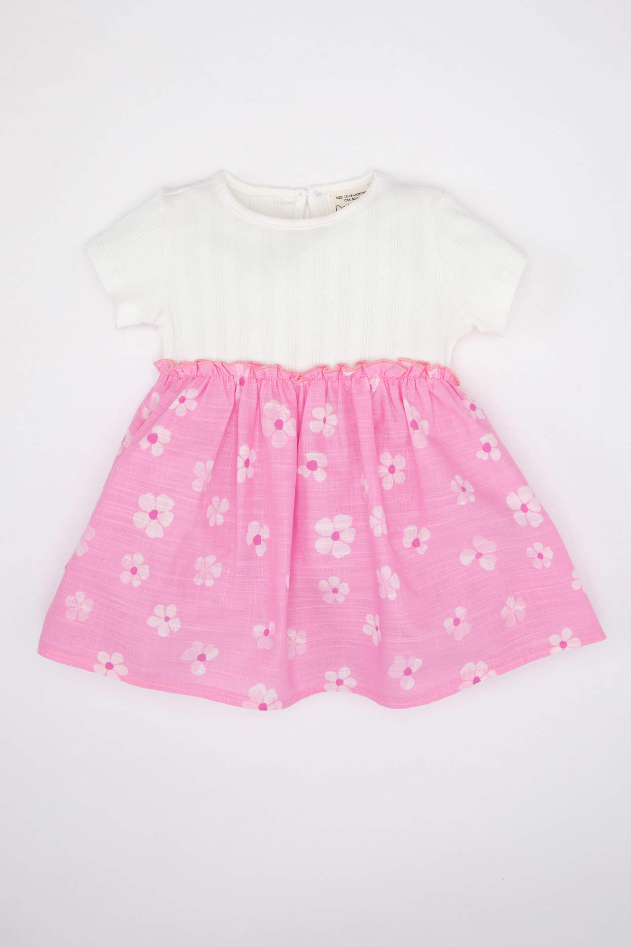 Levně DEFACTO Baby Girl Floral Short Sleeve Ribbed Camisole Dress