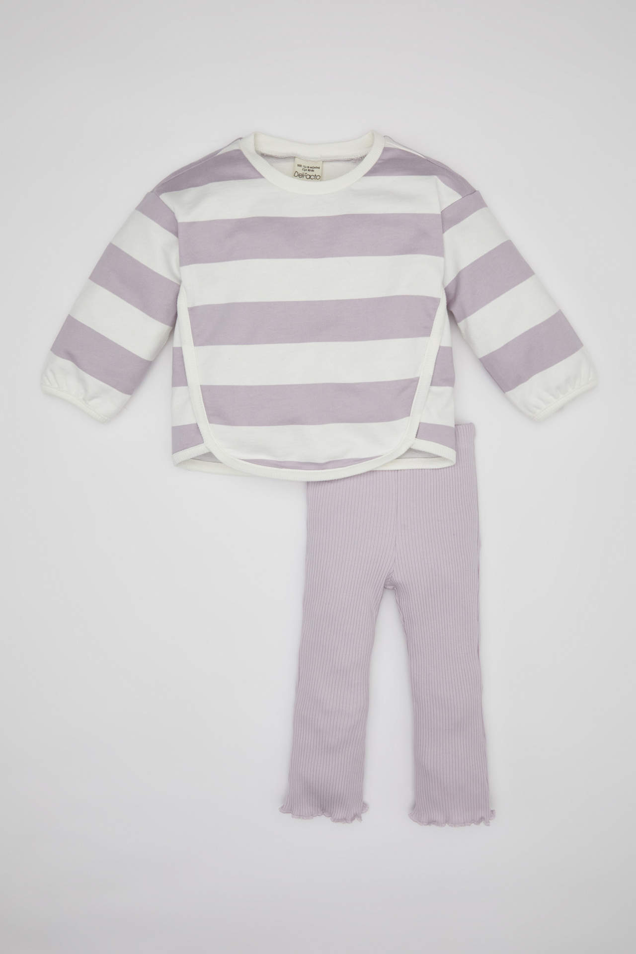 DEFACTO 2 piece Regular Fit Crew Neck Striped Knitted Set
