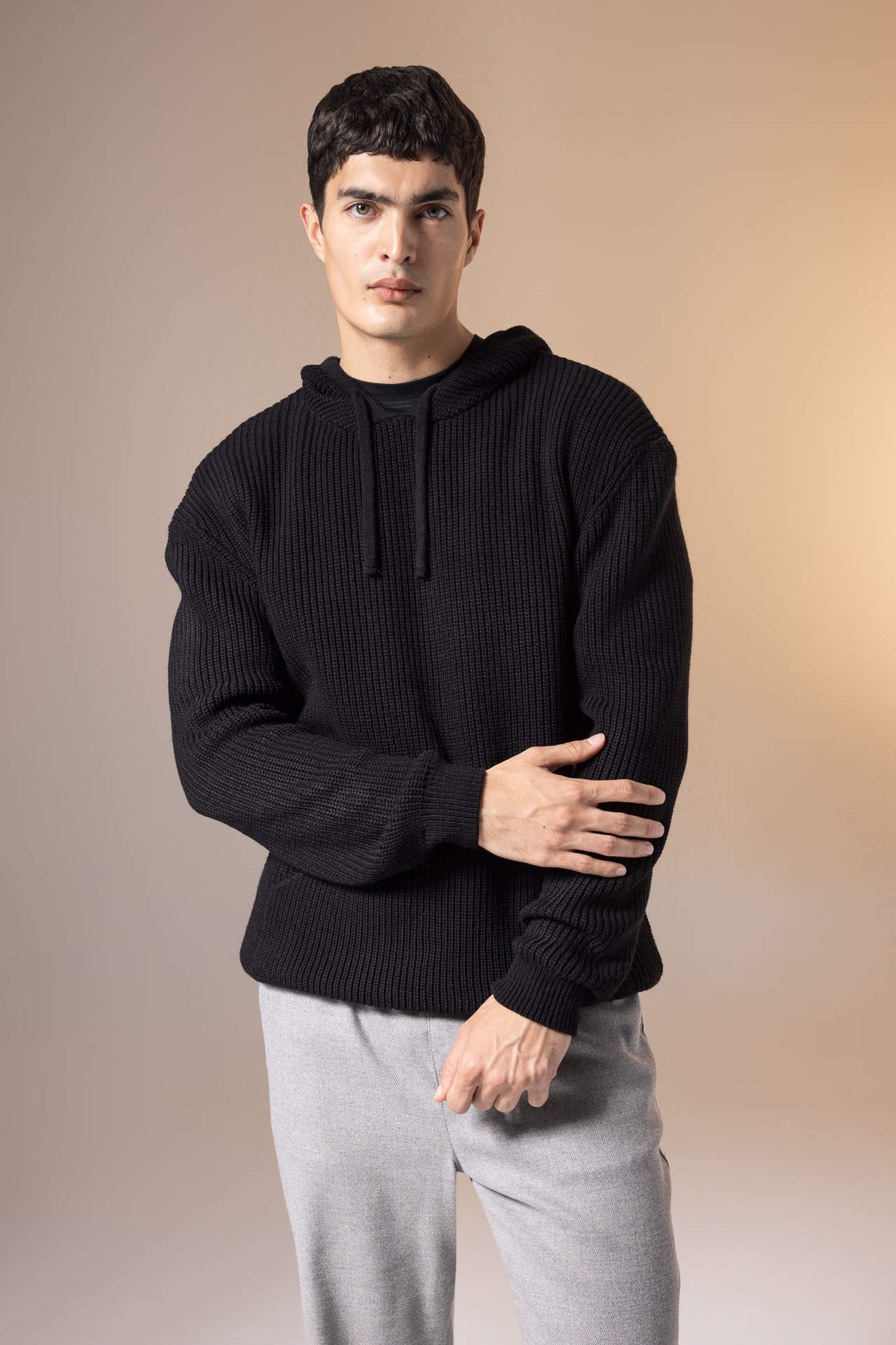 DEFACTO Relax Fit Hooded Knitwear Pullover