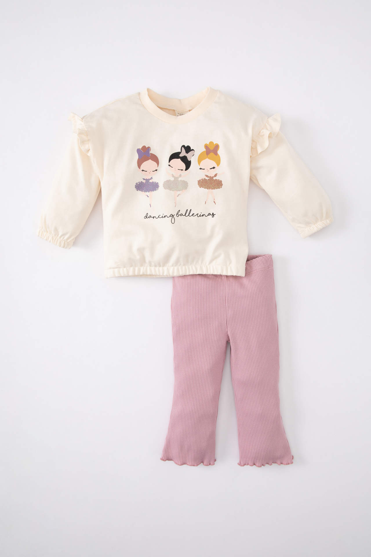 Levně DEFACTO Baby Girl Ballerina Printed Cotton T-Shirt Leggings 2 Piece Set