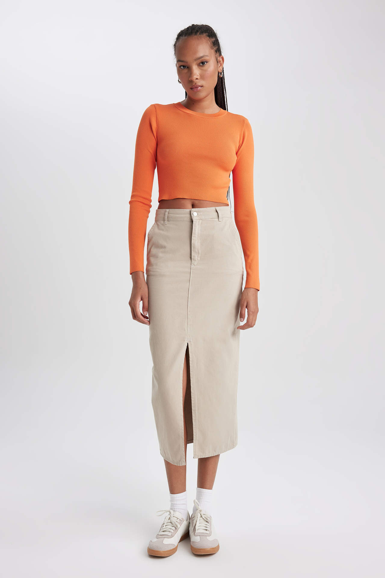 Levně DEFACTO A Cut Wowen Fabrics Maxi Skirt
