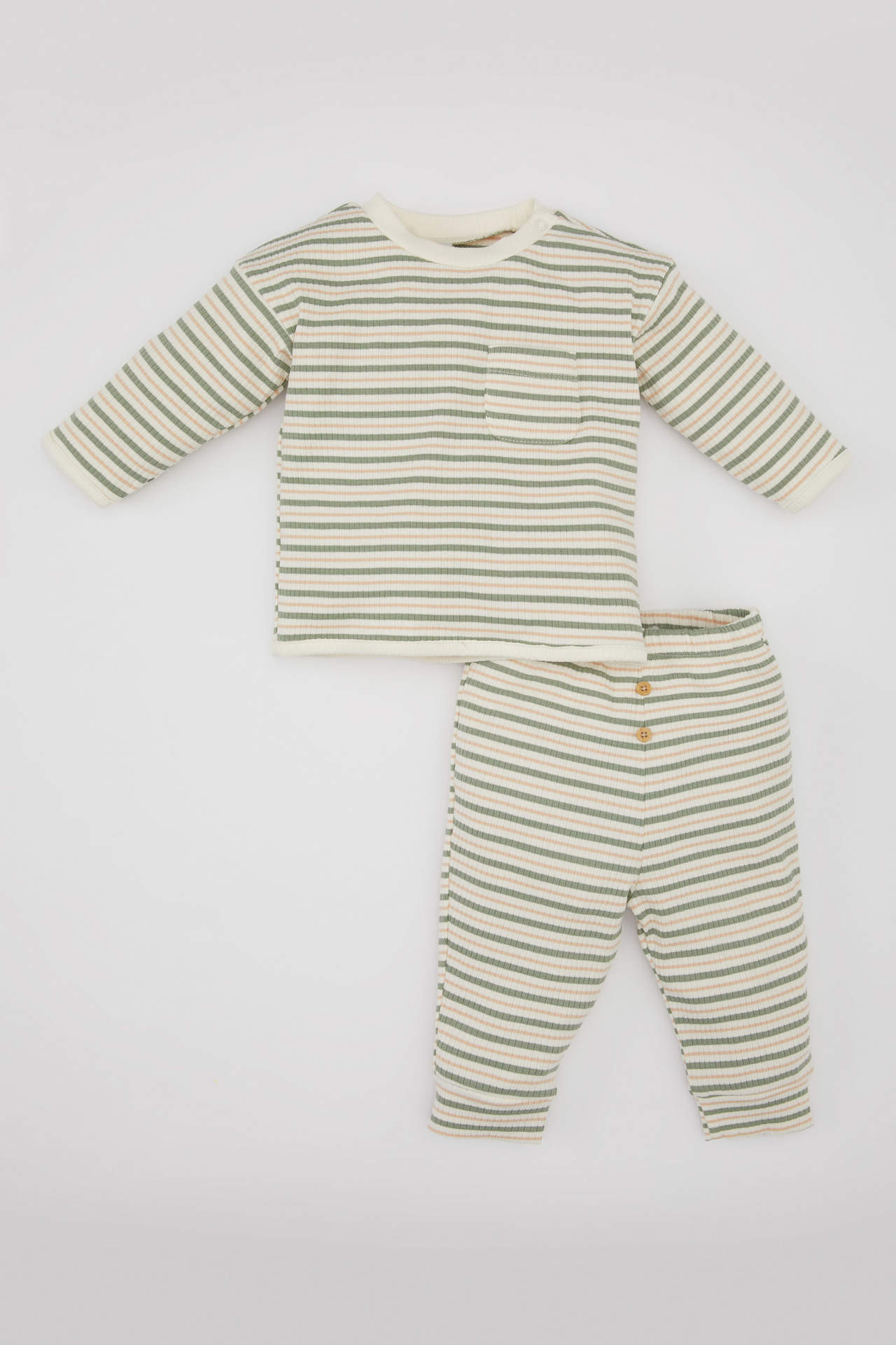 Levně DEFACTO Baby Boy Striped Bottom Ribbed Camisole T-Shirt 2 Set
