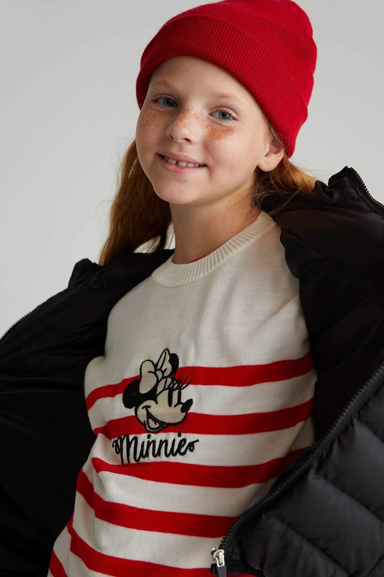 DEFACTO Girl Regular Fit Mickey & Minnie Licensed Crew Neck Pullover