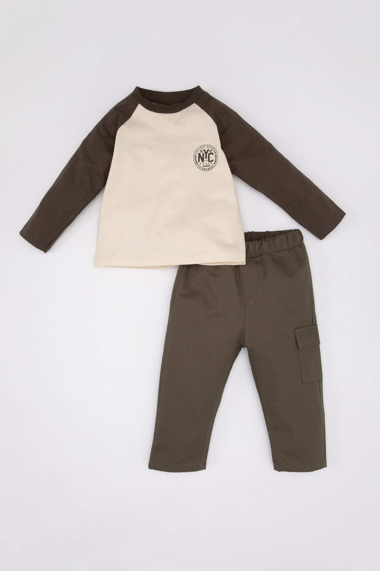 DEFACTO Baby Boy Slogan Printed T-Shirt Trousers 2 Piece Set