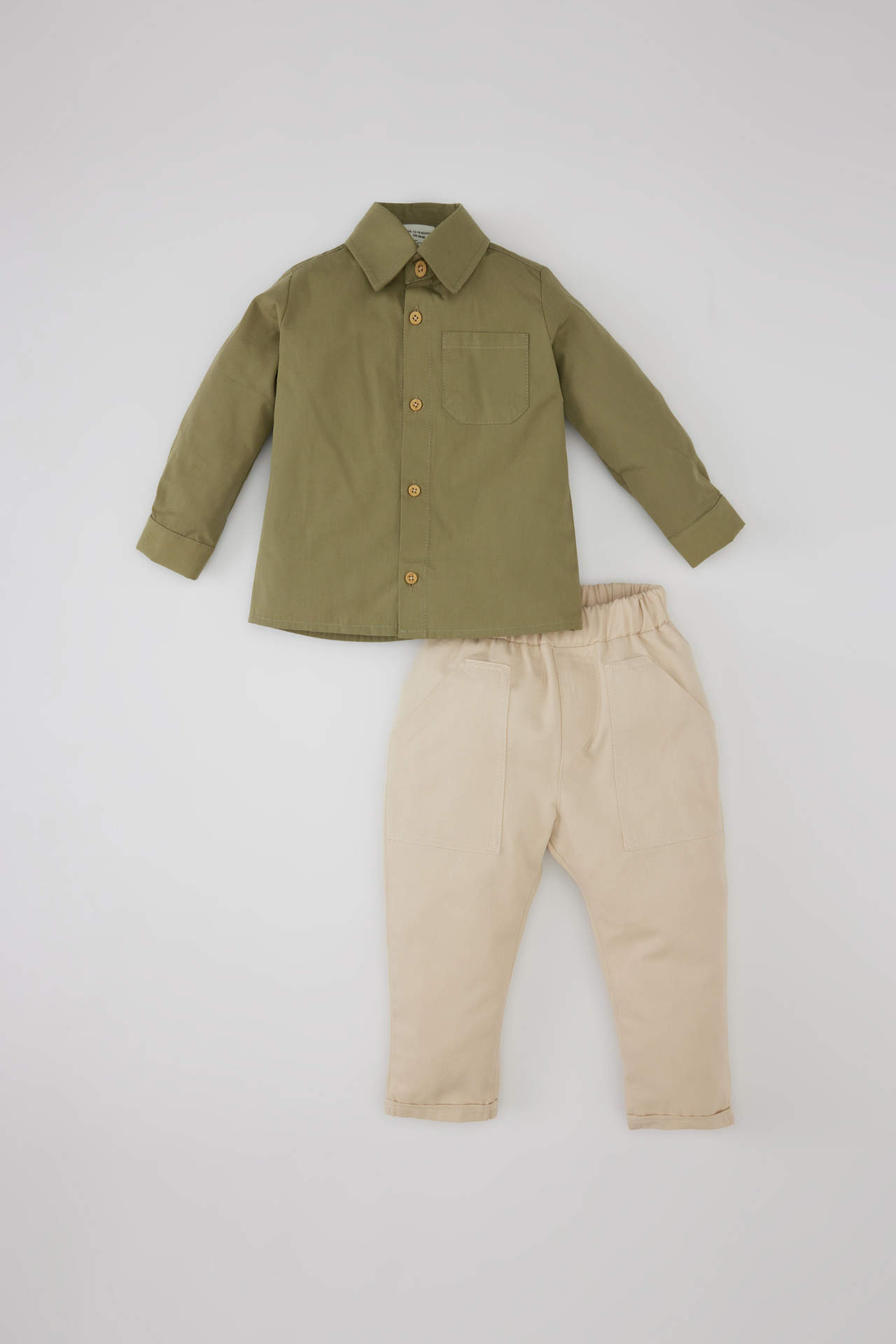 Levně DEFACTO Baby Boy Long Sleeve Shirt Twill Trousers 2 Piece Set