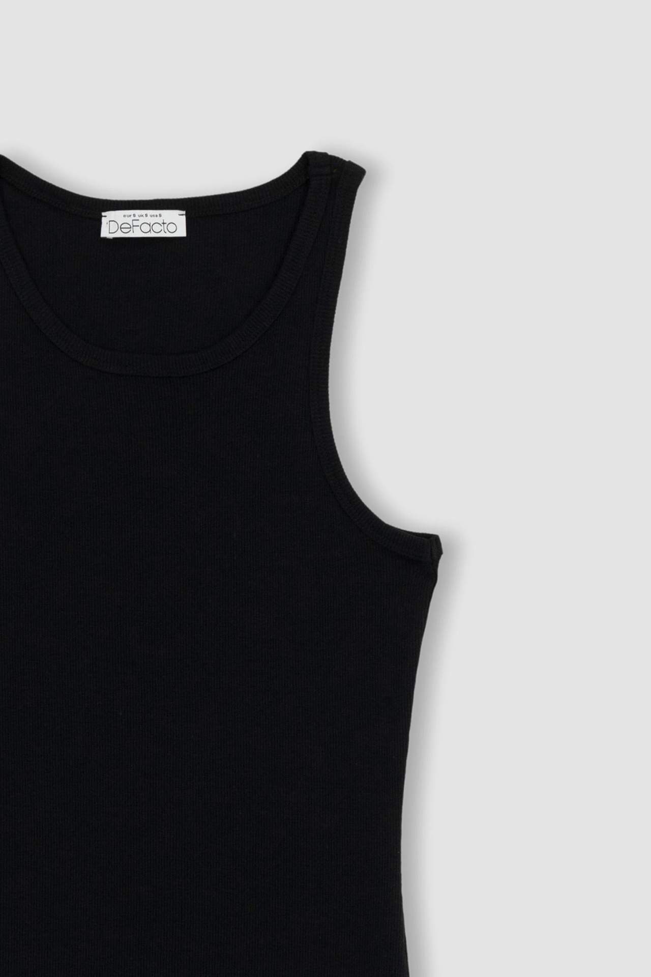 DEFACTO Bodycon Basic Halter Neck Cotton Midi Dress