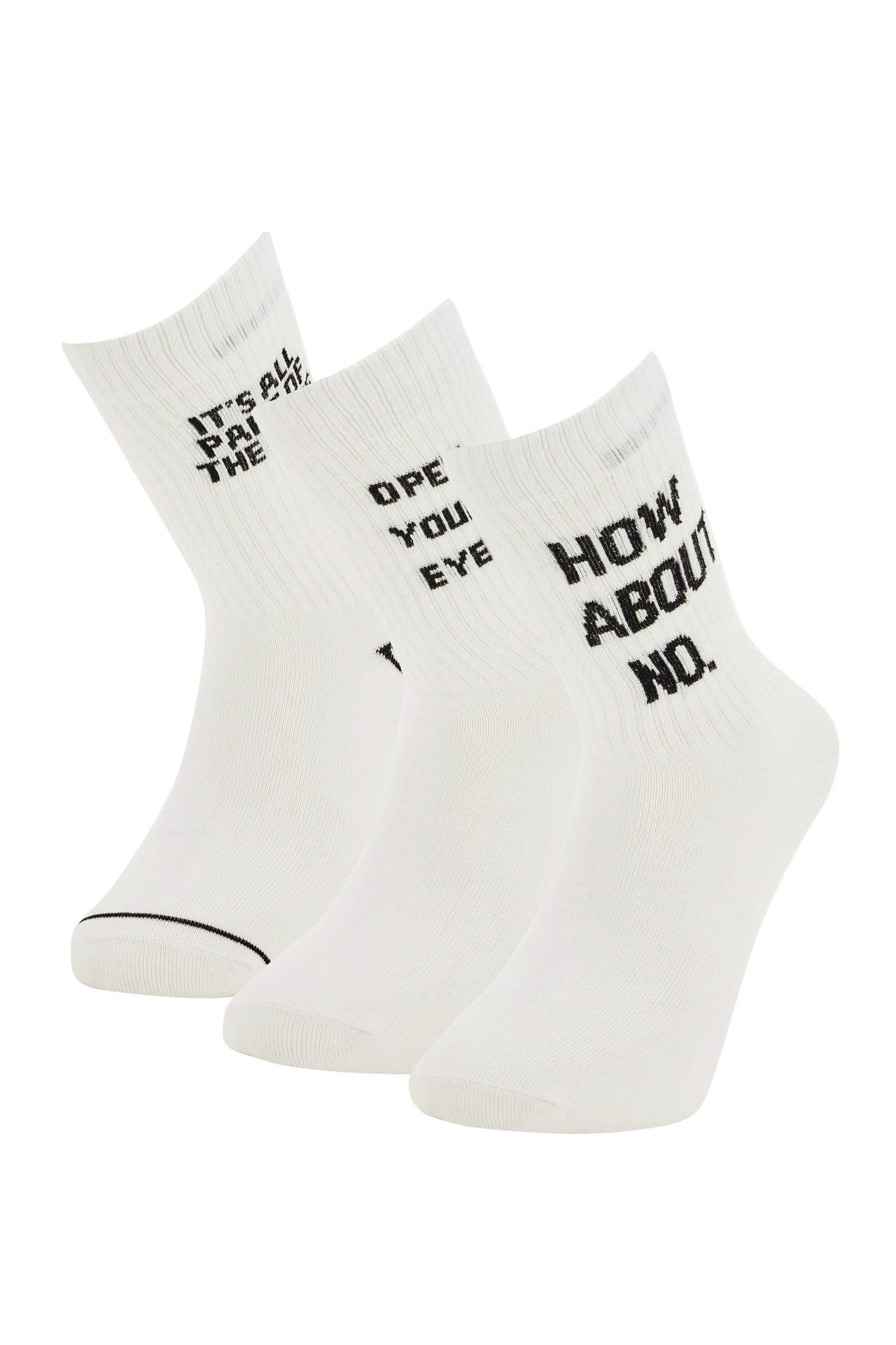 DEFACTO Men's Letter Printed 3-pack Socks