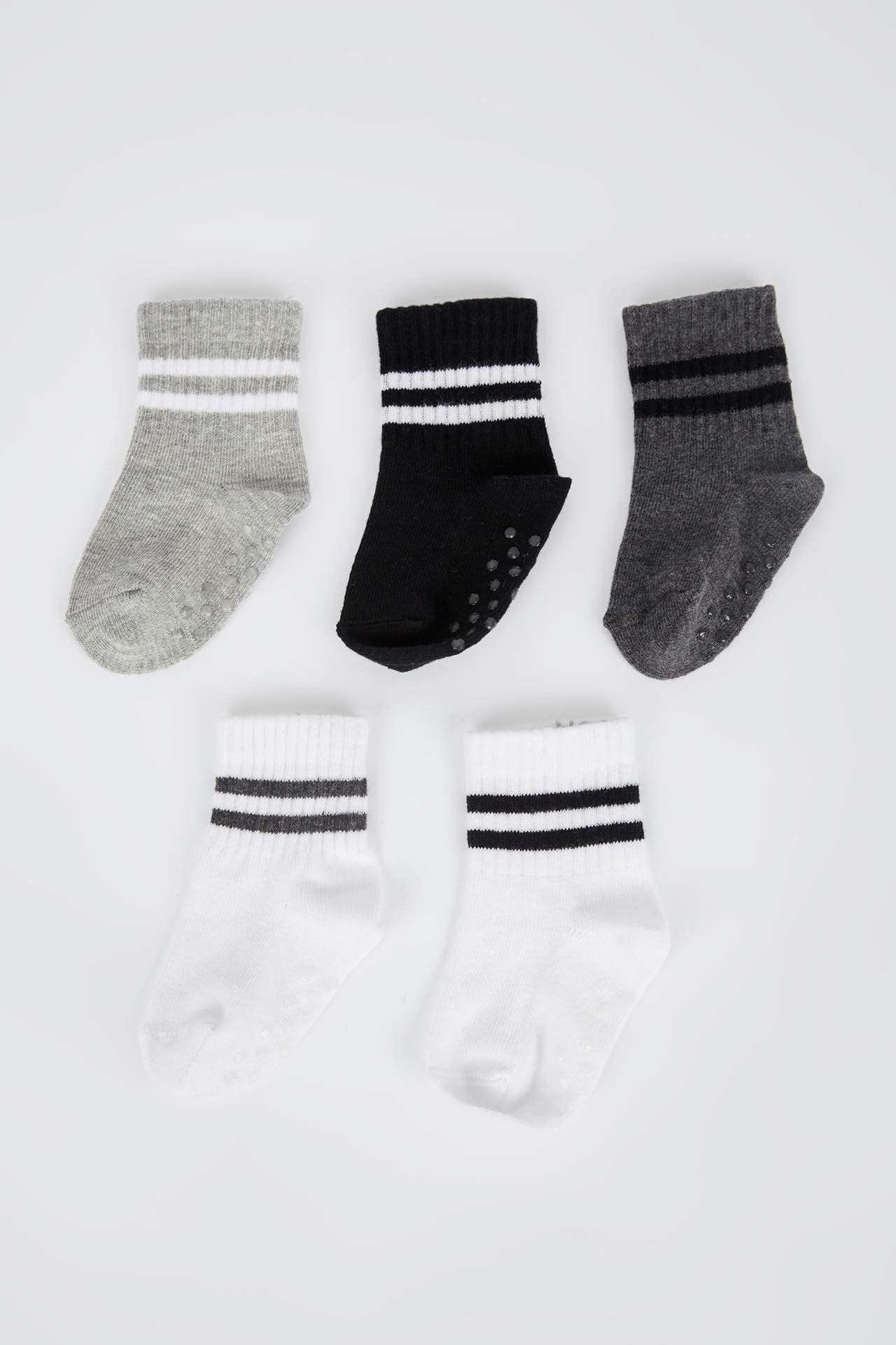 DEFACTO 5 Pack Long Socks For Baby Boys With Non-Slip Soles