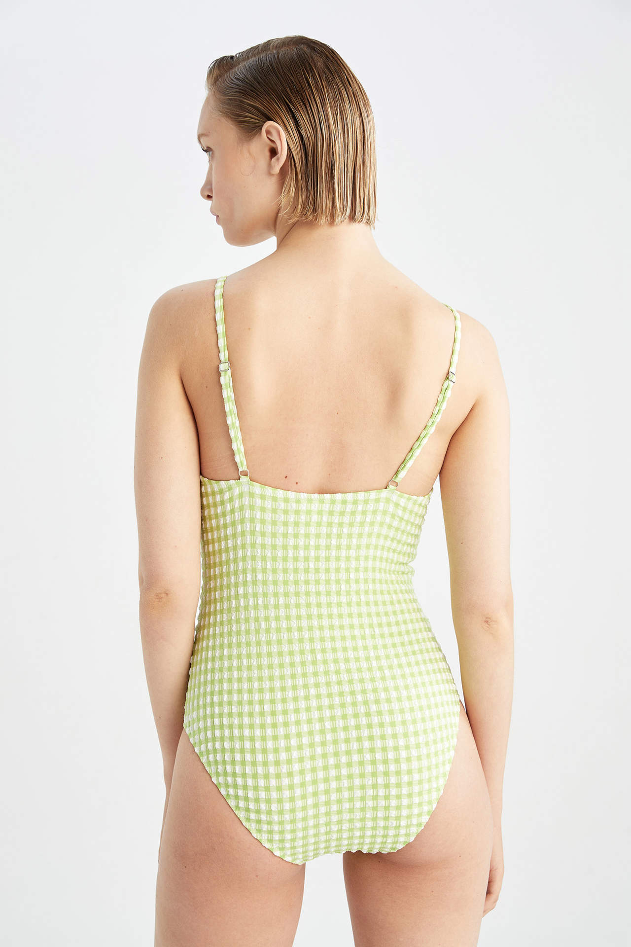 DEFACTO Regular Fit Plaid Swimsuit