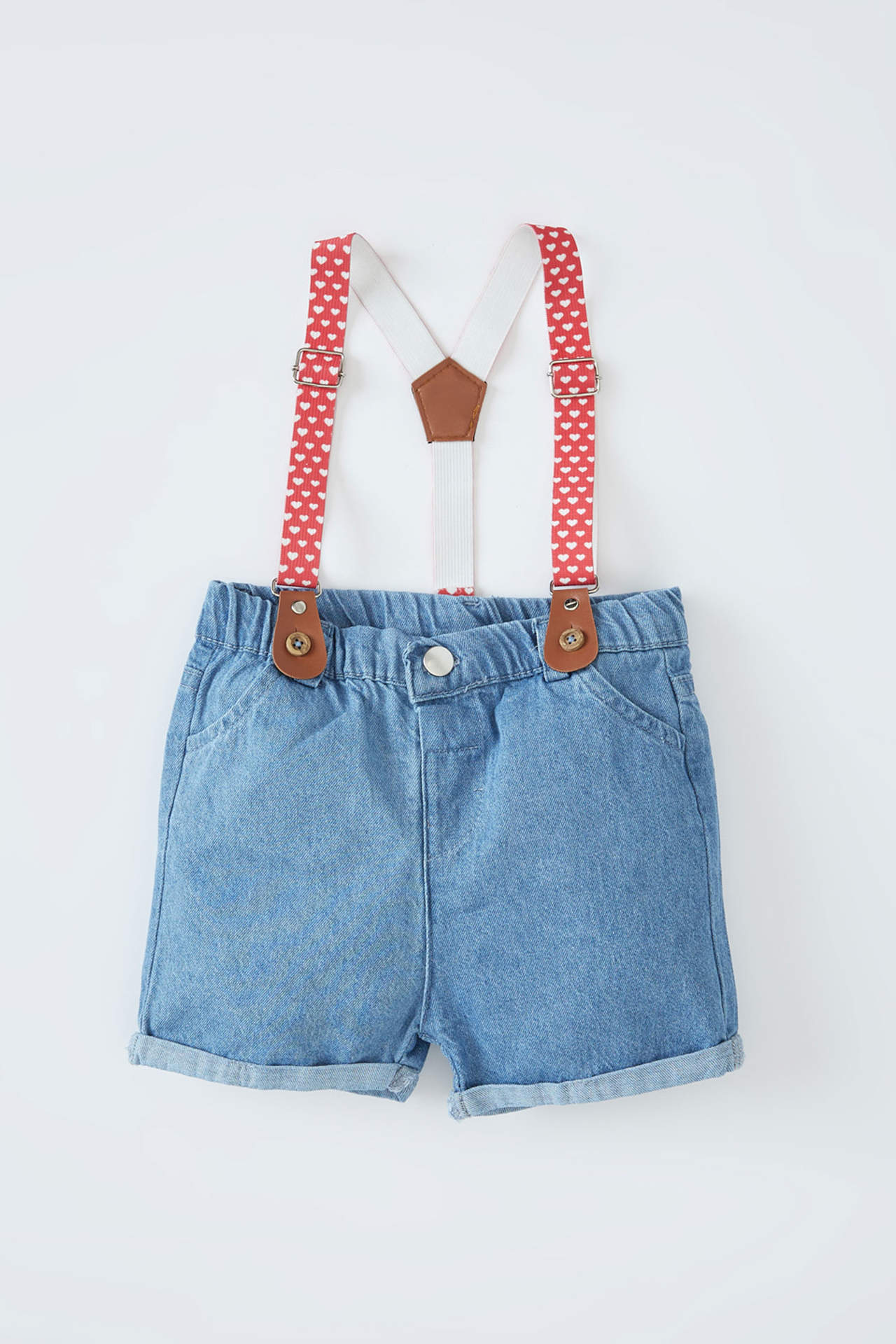 DEFACTO Baby Girl Regular Fit Jean Shorts with Suspenders