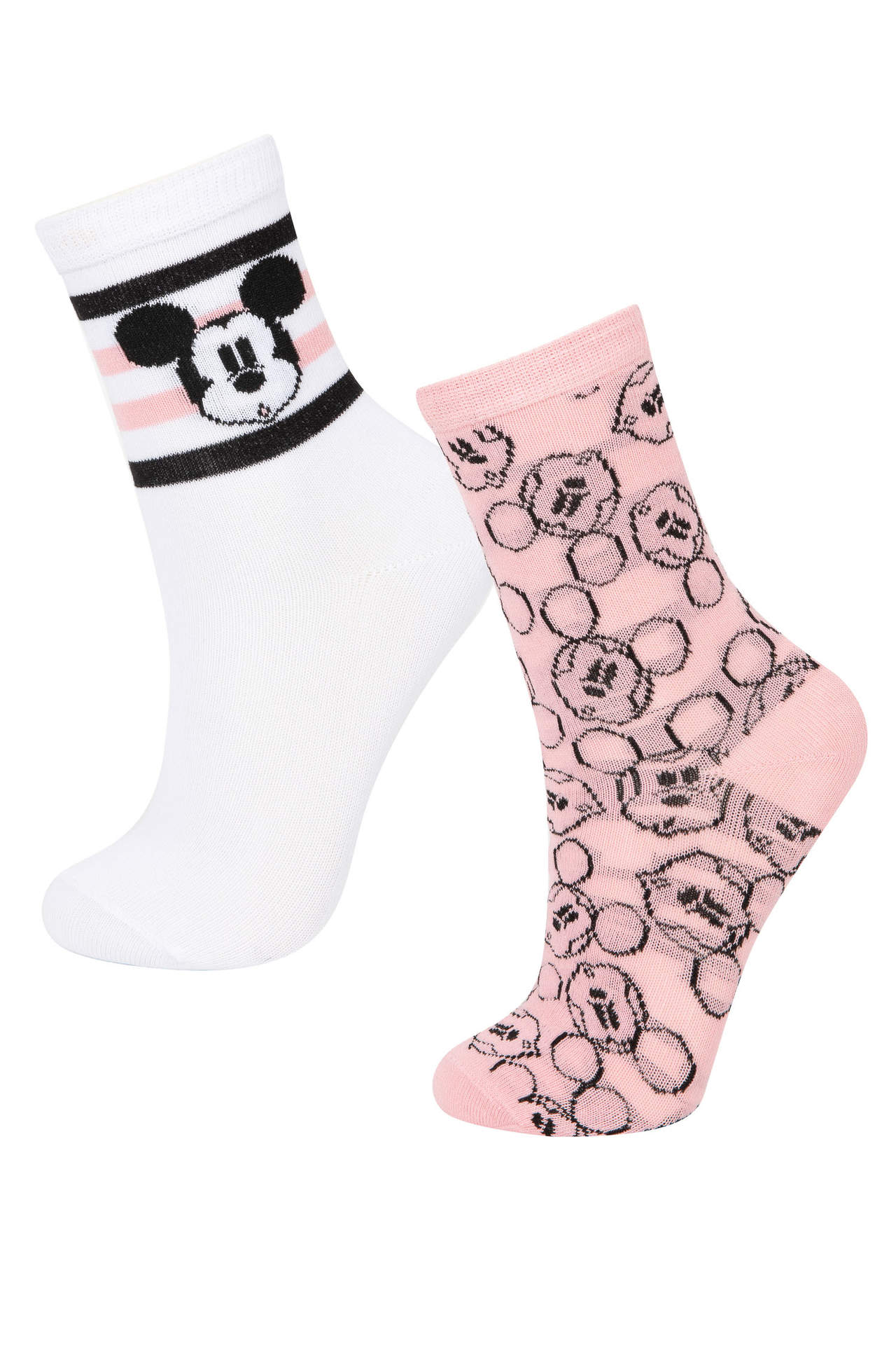 Levně DEFACTO Girl Disney Mickey & Minnie 2 Piece Cotton Long Socks