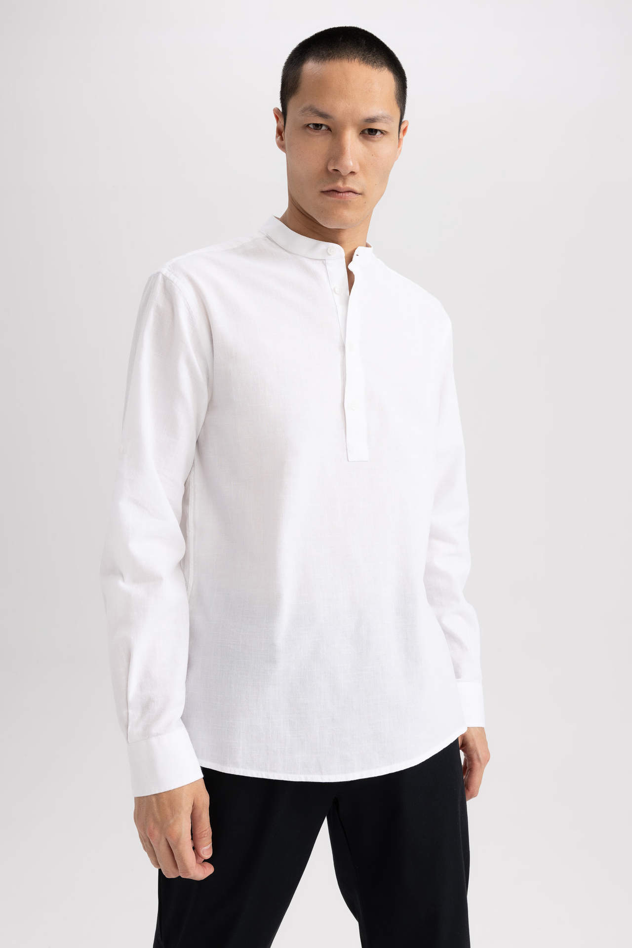 DEFACTO Slim Fit Stand Up Collar Long Sleeve Shirt