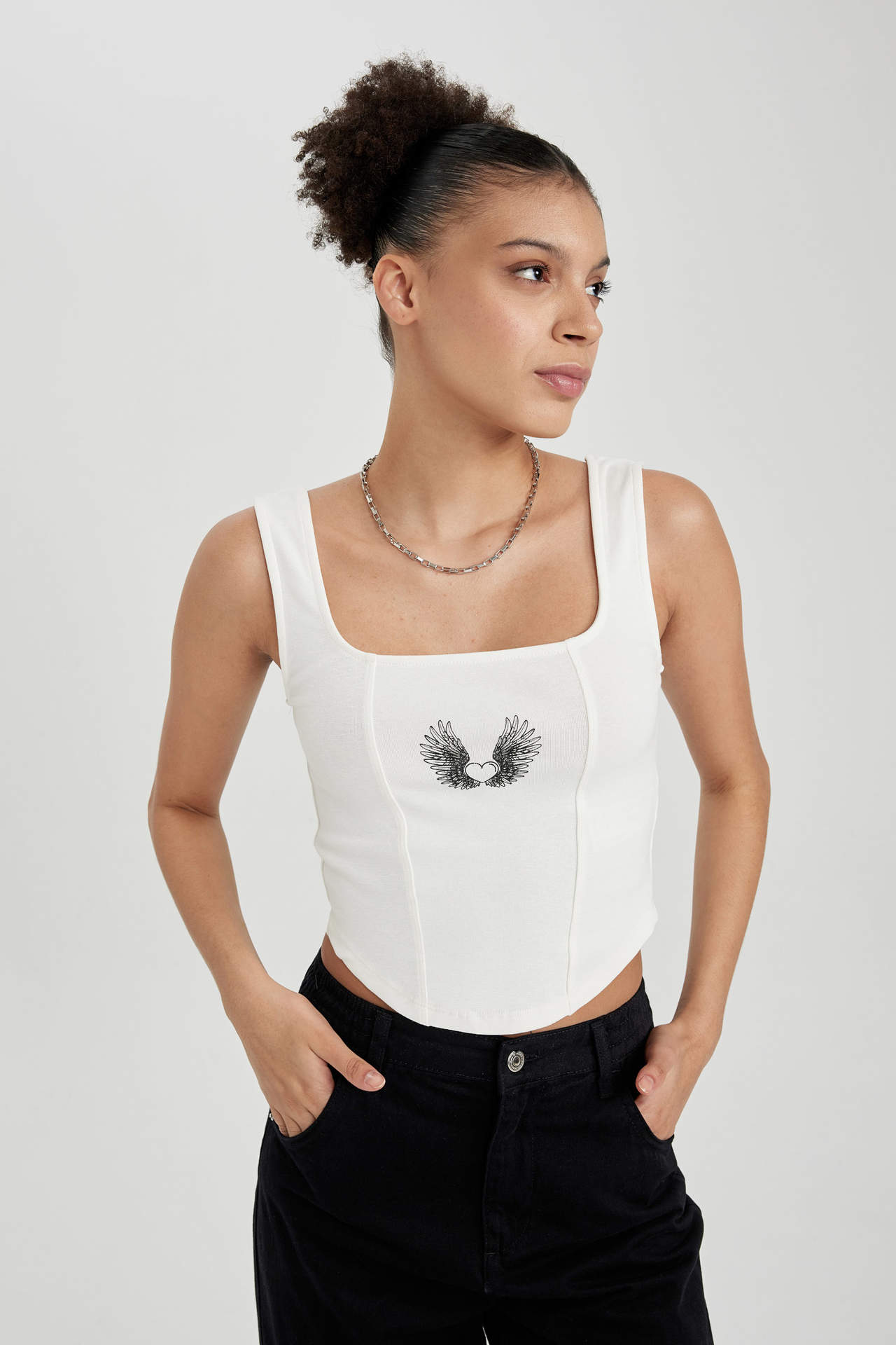 DEFACTO Cool Fitted Printed Rib Undershirt