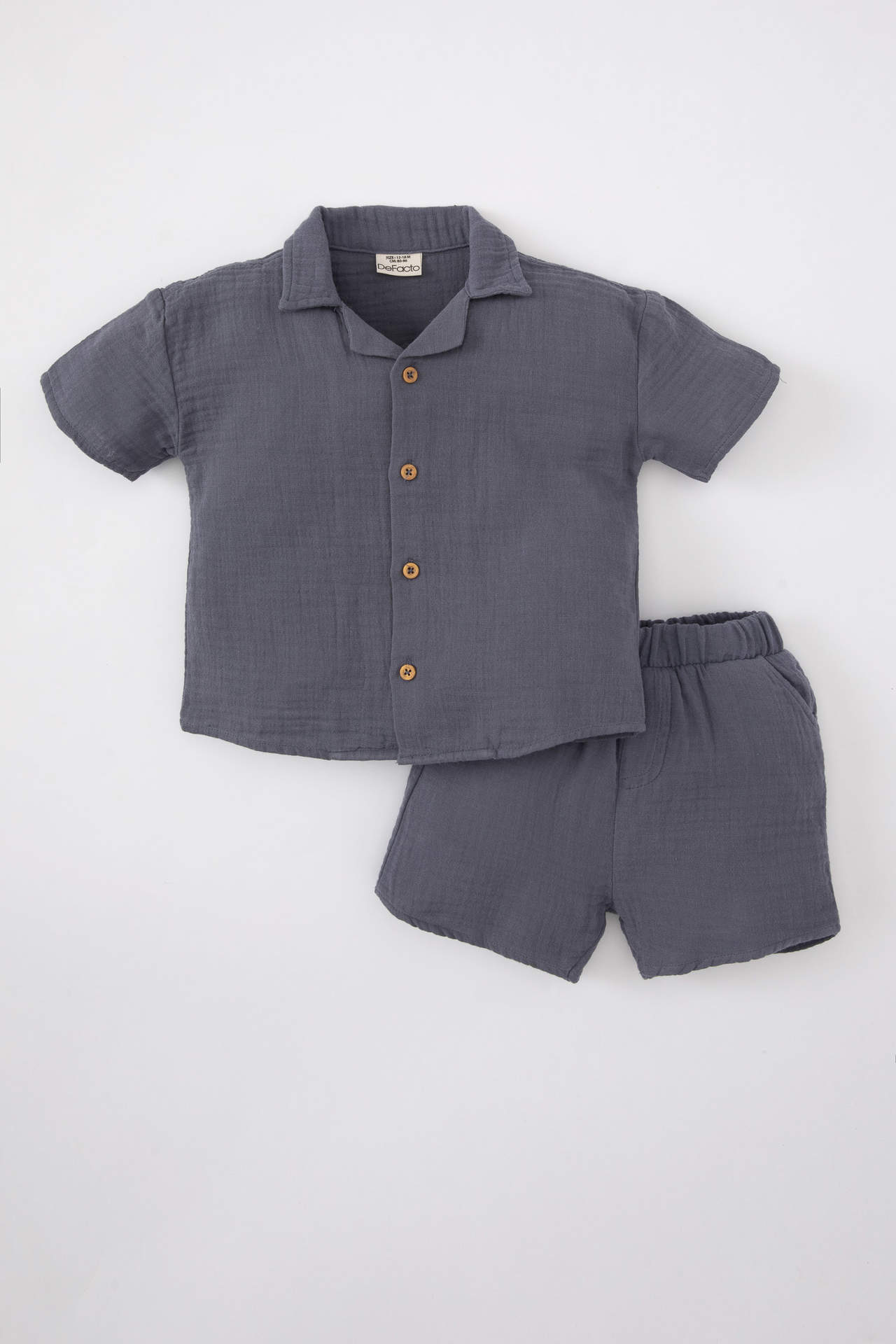 DEFACTO Baby Boy Short Sleeve Shirt Shorts 2 Piece Set