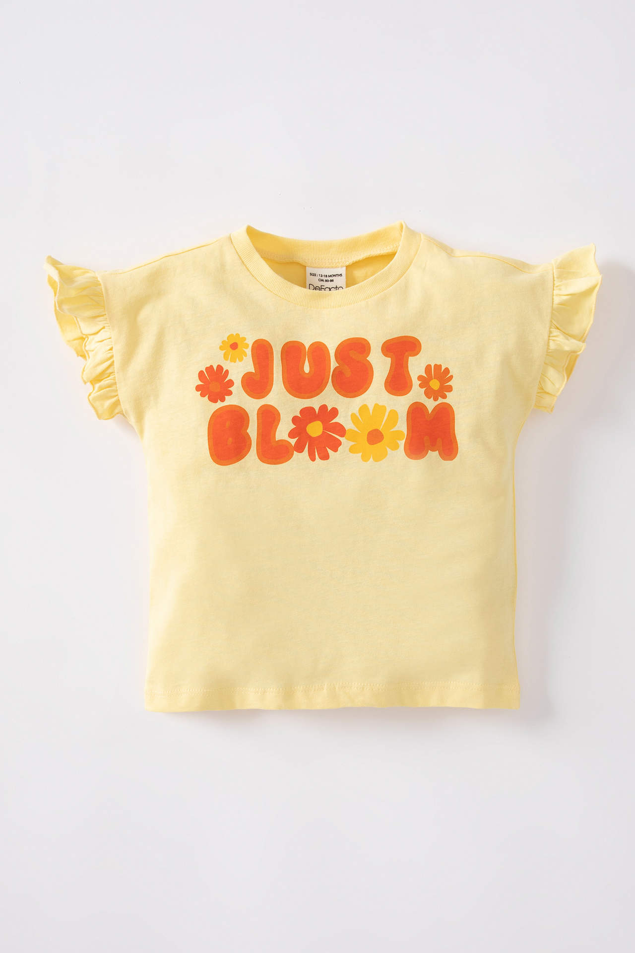 DEFACTO Baby Girl Regular Fit Crew Neck Slogan Printed Short Sleeved T-Shirt