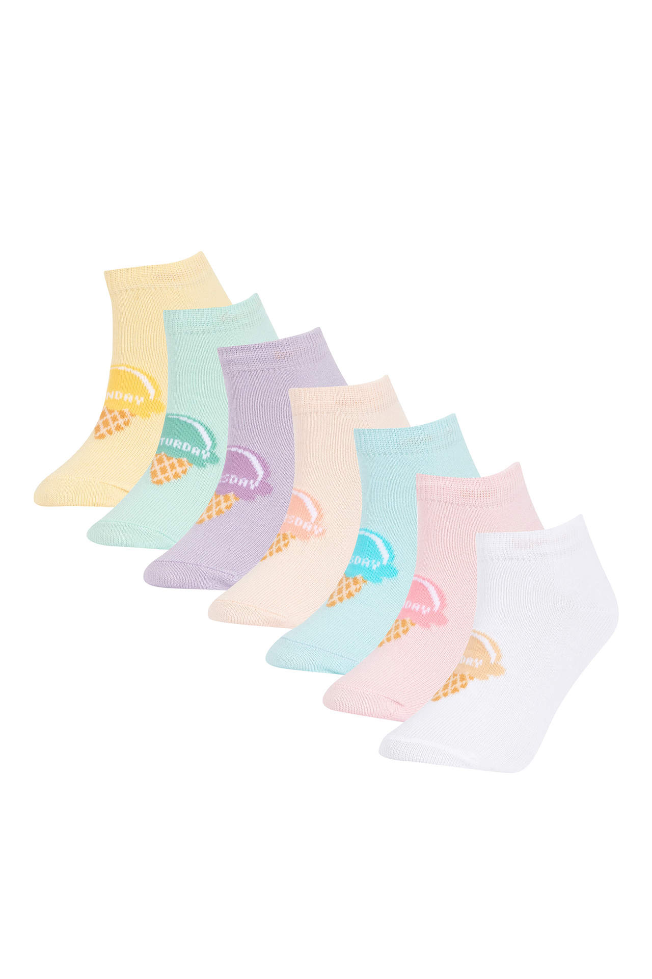 Levně DEFACTO Girls' Cotton 7-Pack Short Socks