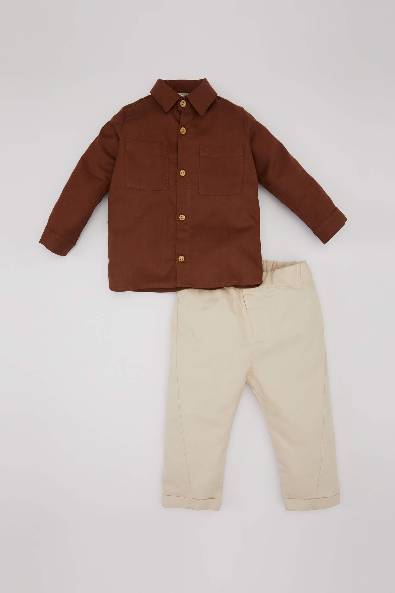 DEFACTO Baby Boy Shirt Twill Trousers 2 Piece Set