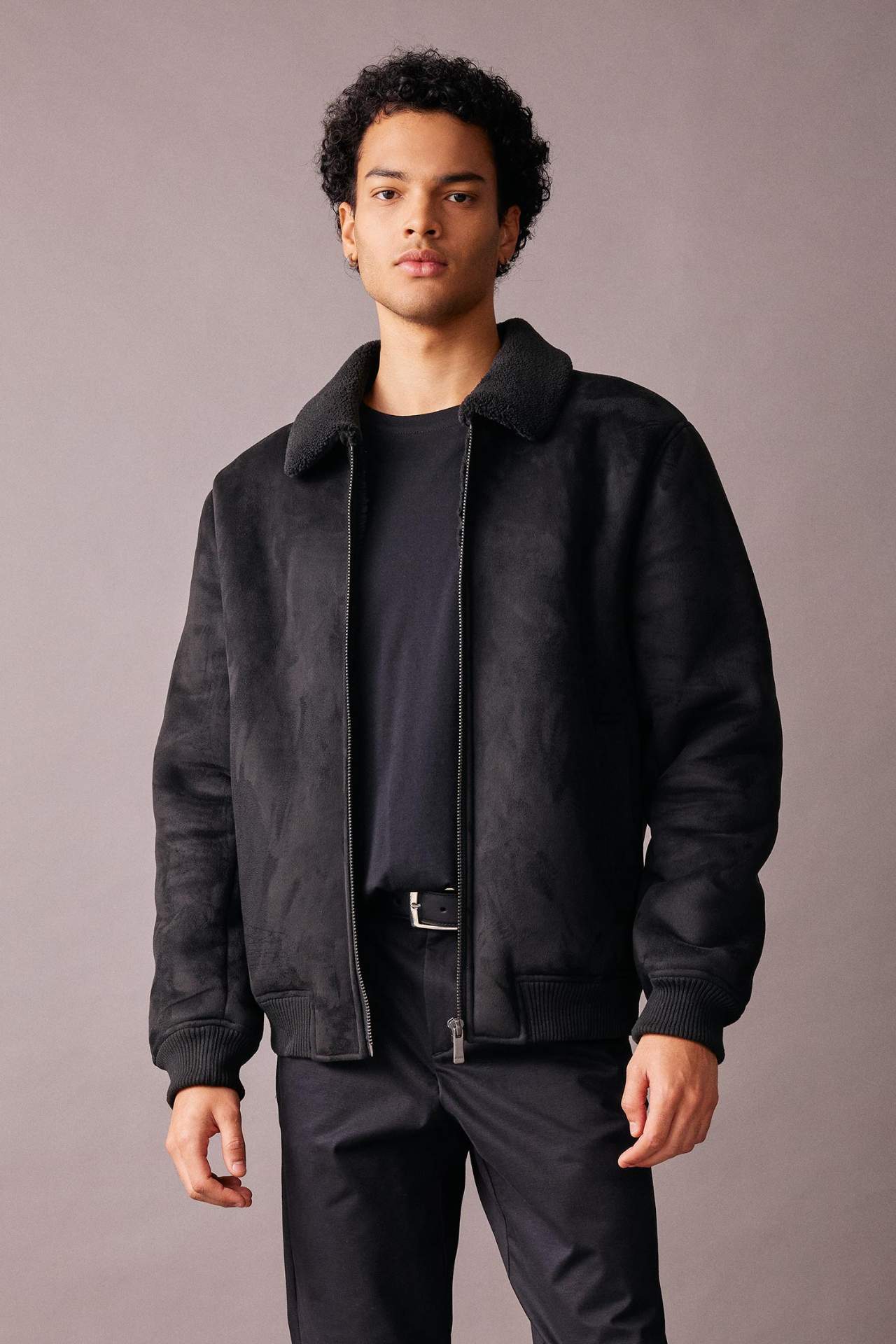 DEFACTO Slim Fit Suede Puffer Jacket