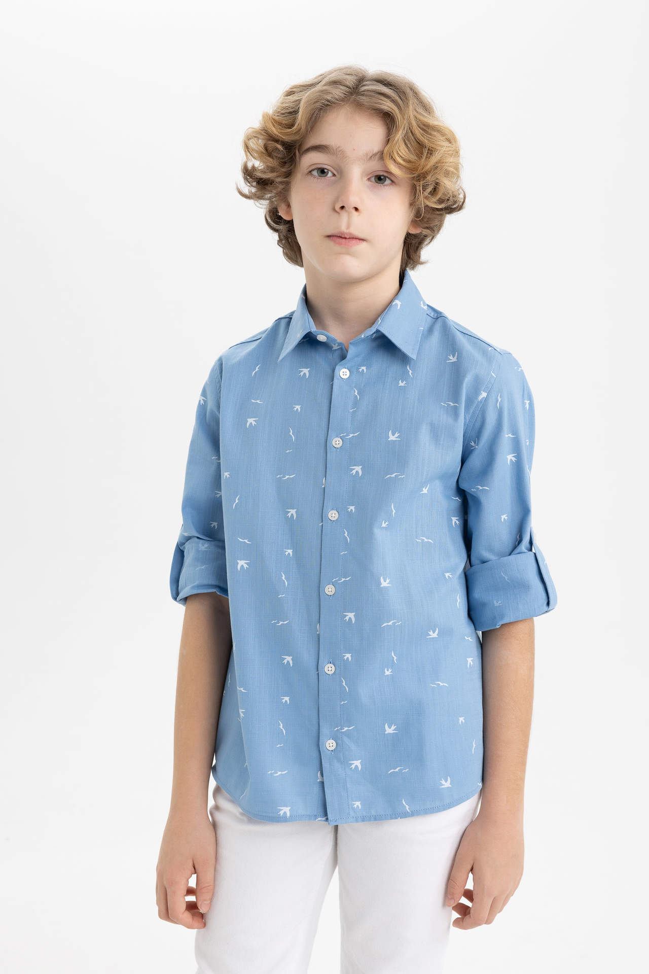 Levně DEFACTO Boy Regular Fit Polo Neck Long Sleeve Shirt