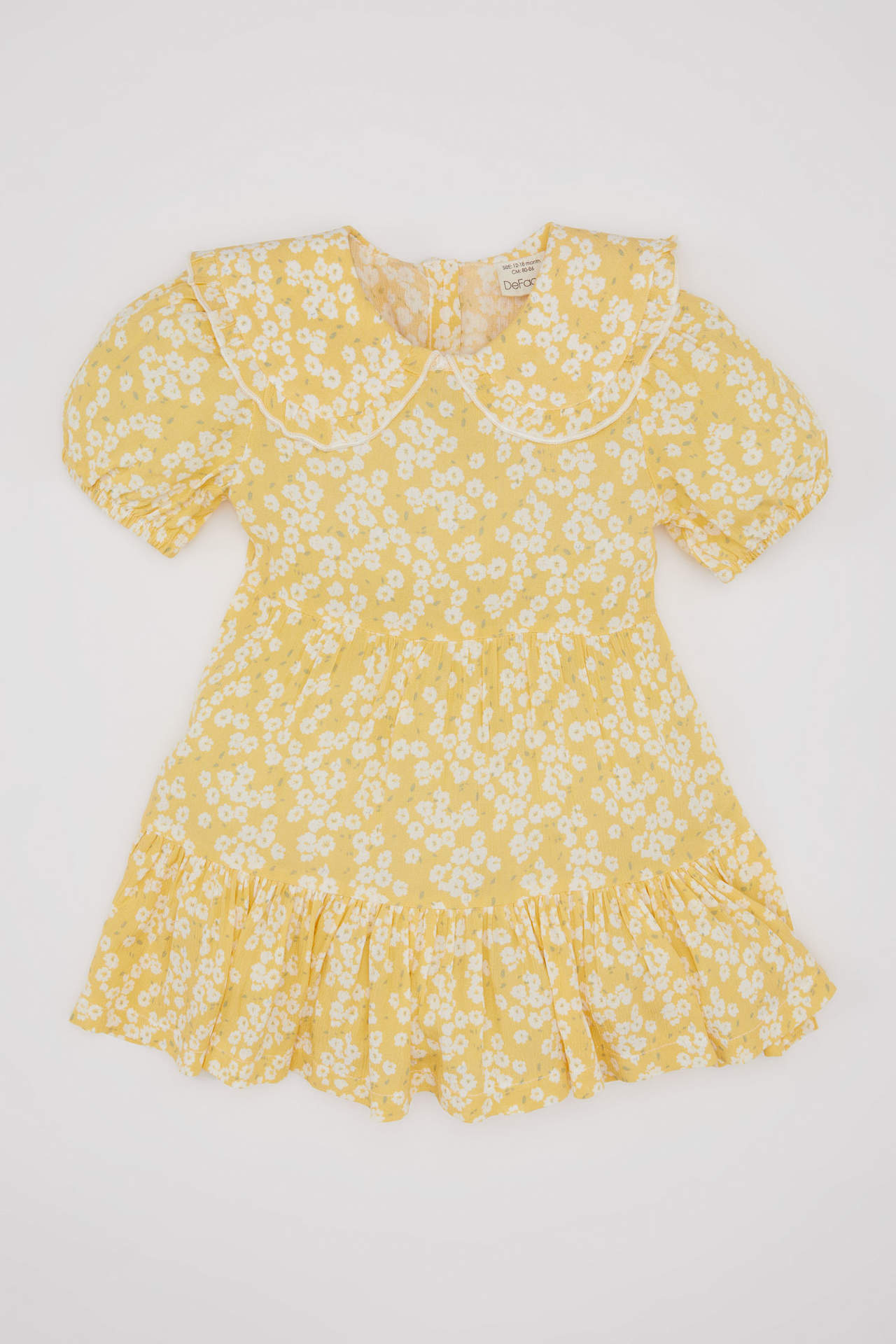 Levně DEFACTO Baby Girl Floral Short Sleeve Crinkle Viscose Dress
