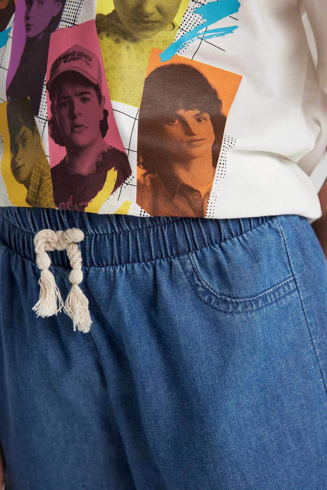 DEFACTO Girl Elastic Waisted Jean Shorts