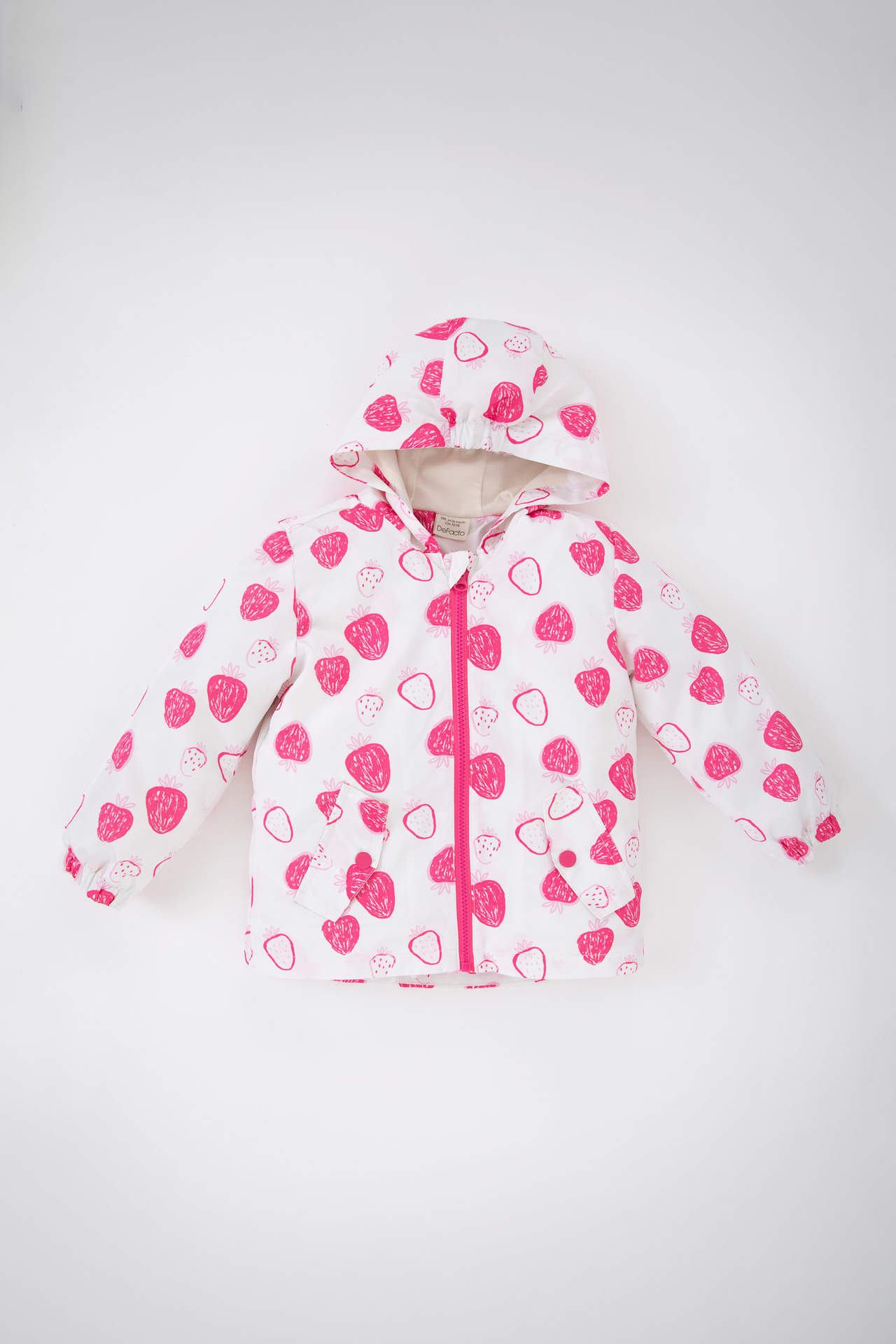 Levně DEFACTO Baby Girls Patterned Water Repellent Hooded Coat